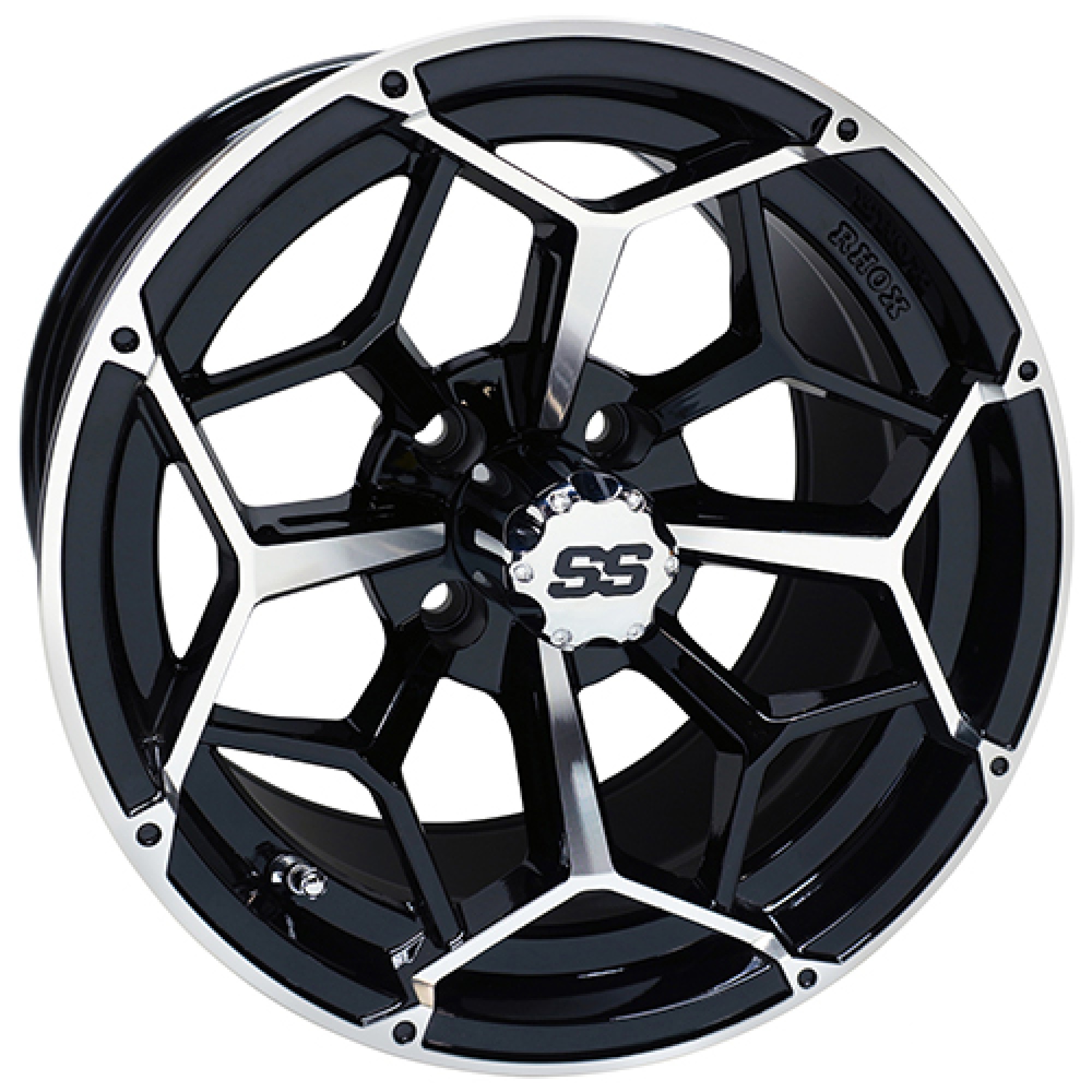 Wheel Machined Gloss Finish, Black, 14x7 ET-25 Golf Carts; TIR-RX383