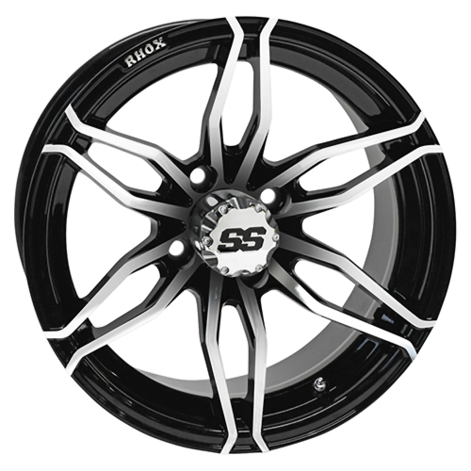 Wheel Machined Black, 14x7 ET-25 Golf Carts; TIR-RX378