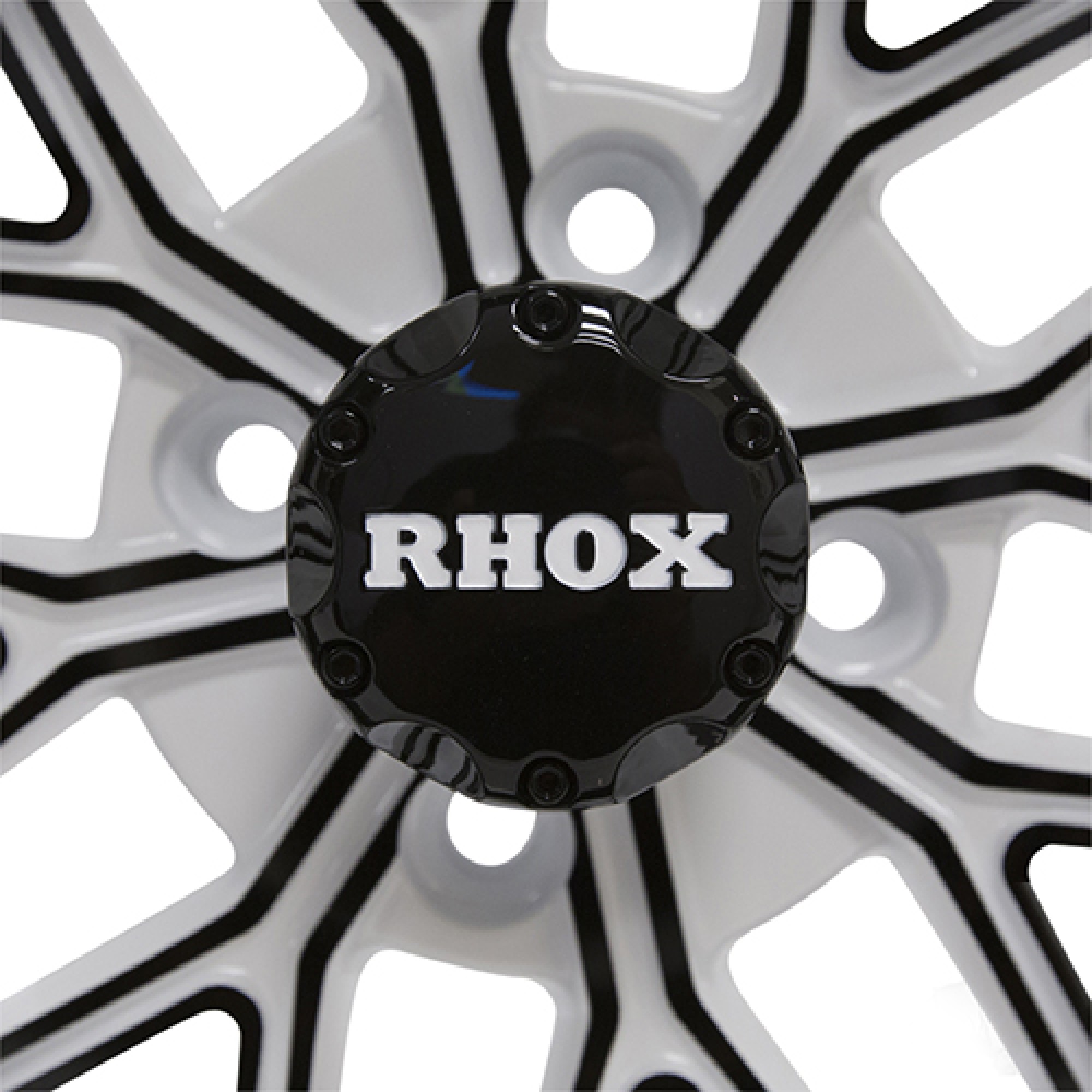Wheel White/Gloss Black Rim, 12x6 ET-10 Golf Carts; TIR-RX284-WB