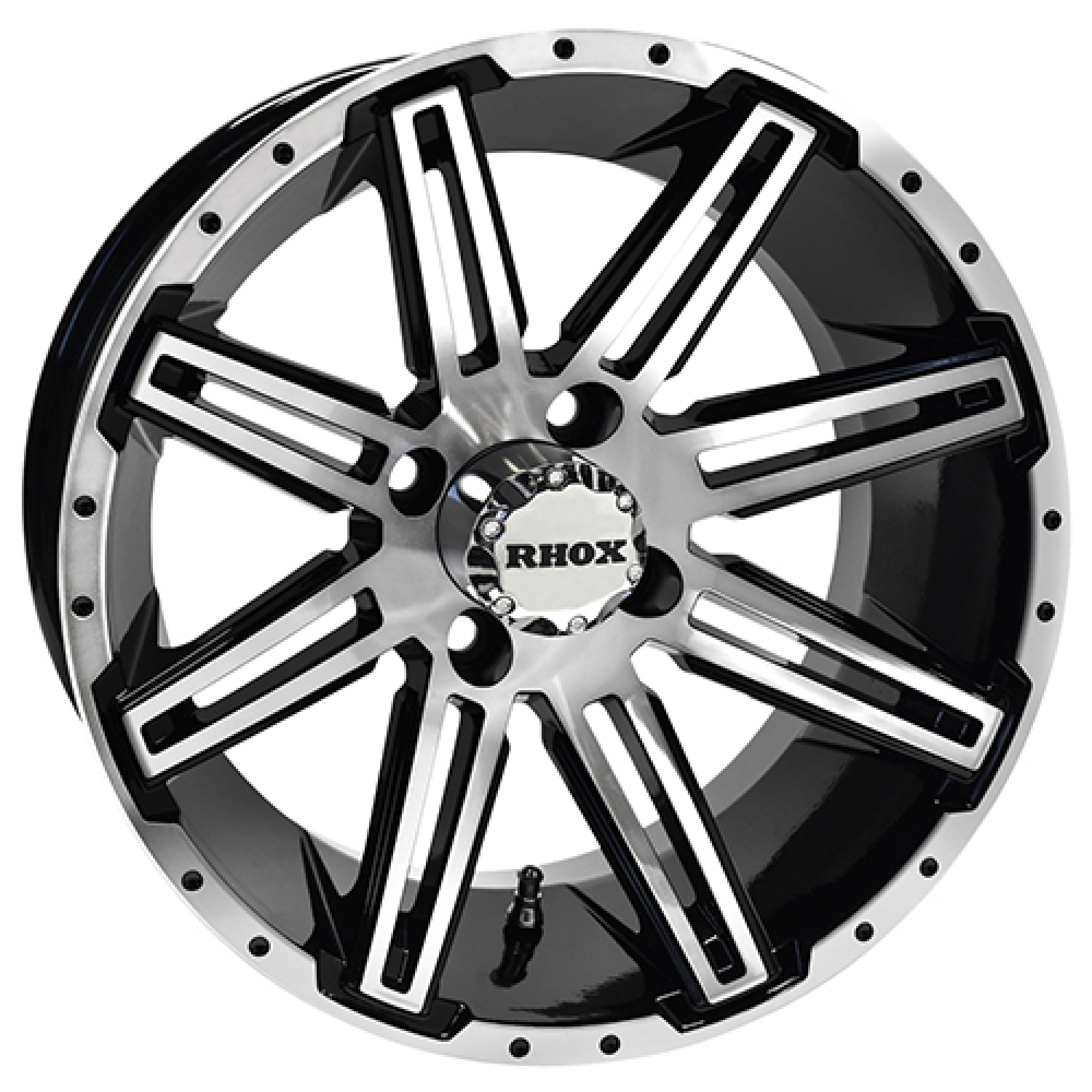 Wheel Machined RHOX, Machined Gloss Black, 14x7, ET-25 Golf Carts; TIR-RX275