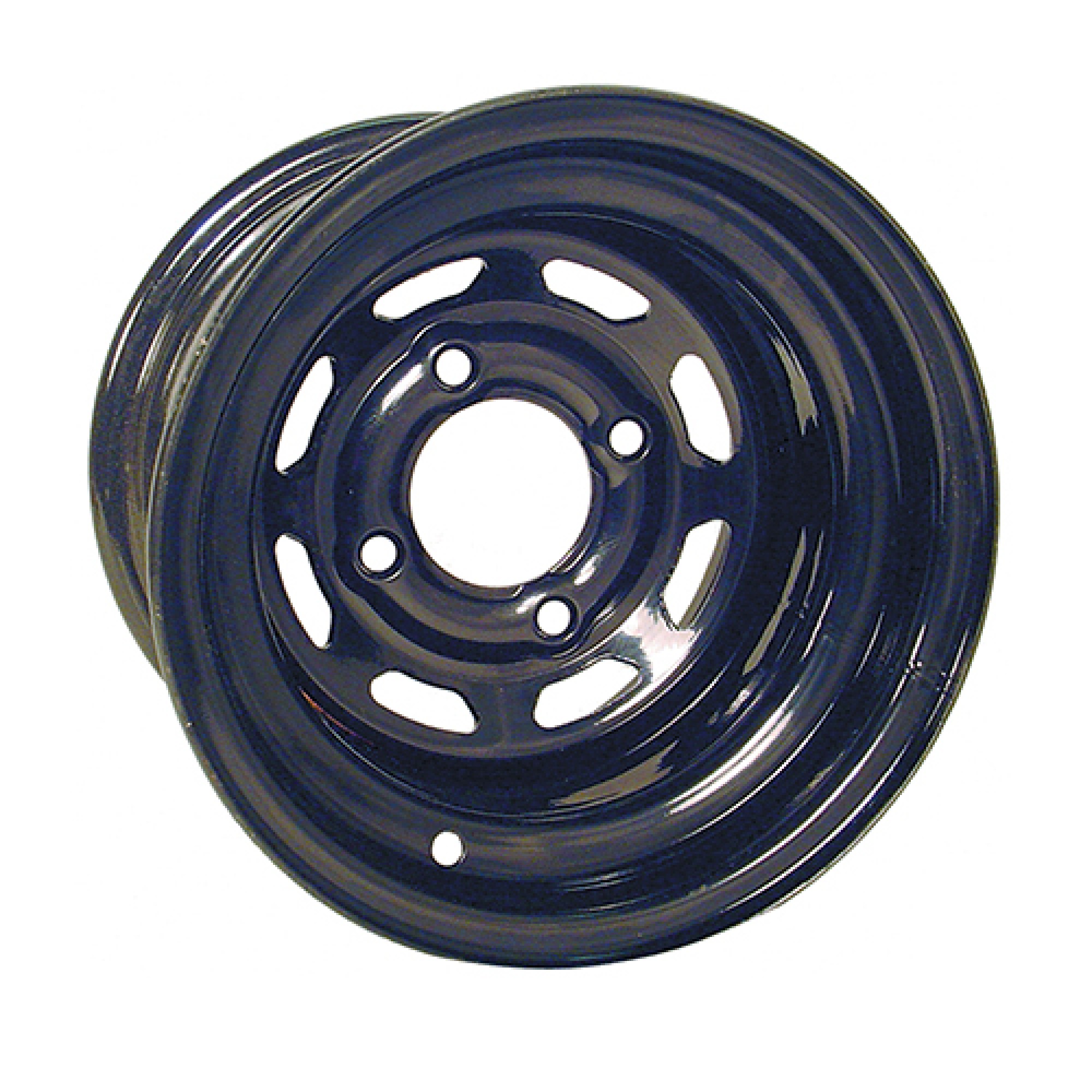 Wheel - Steel, Black 8 Window, 10x7 3:4 offset Golf Carts; TIR-412
