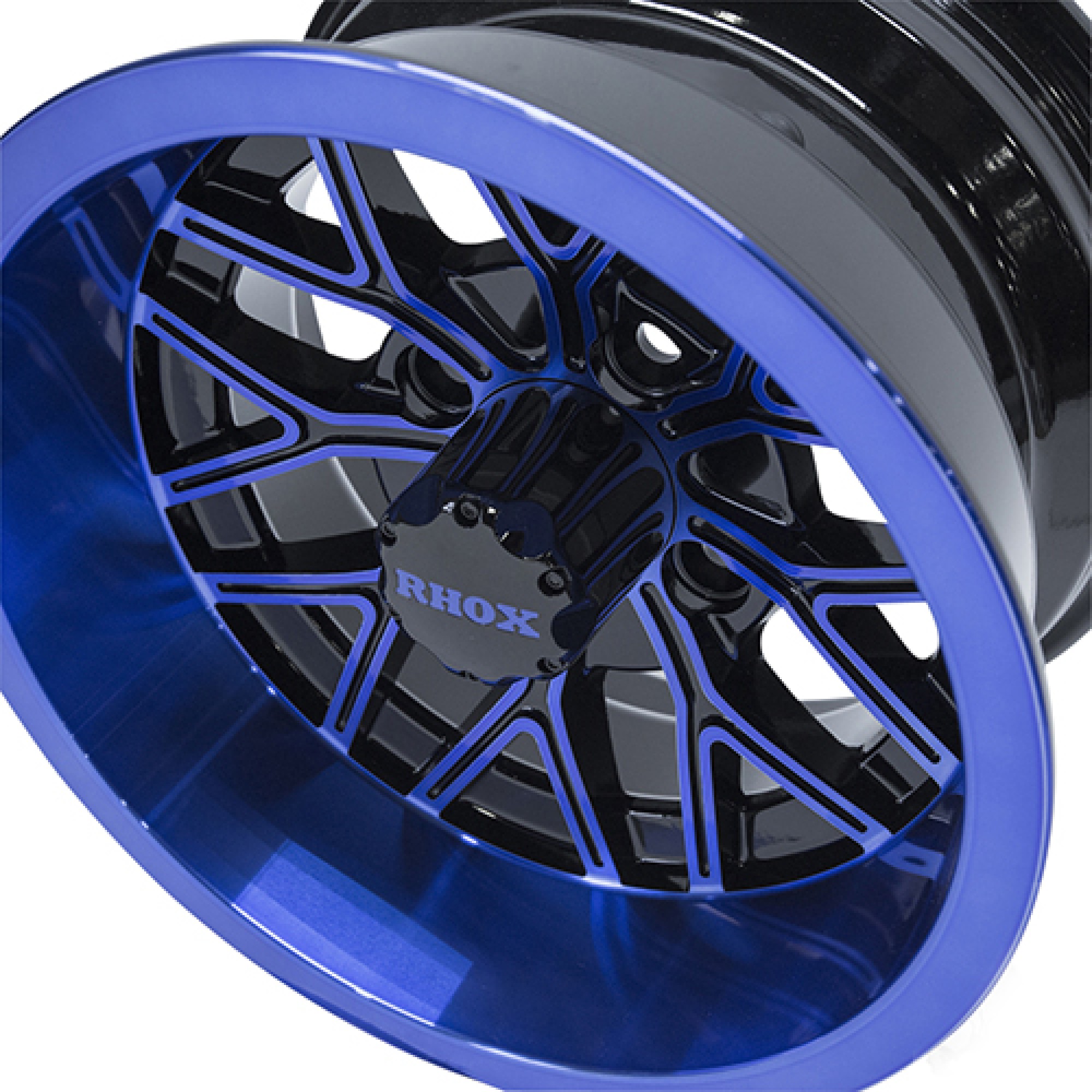 Wheel Gloss Black with Blue, 12x7 ET-25 Golf Carts; TIR-RX283-BBL