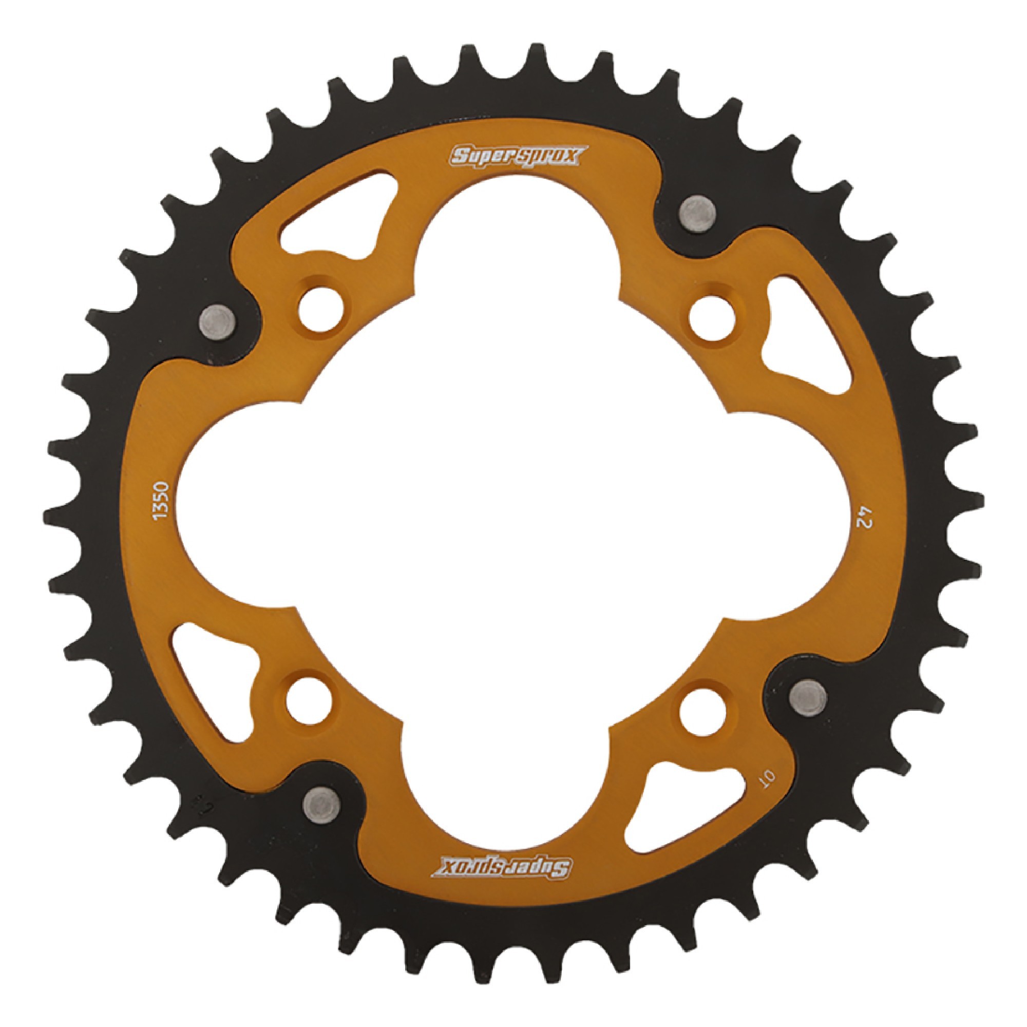 Supersprox - Gold Stealth sprocket, 42T, Chain Size 520, RST-1350-42-GLD