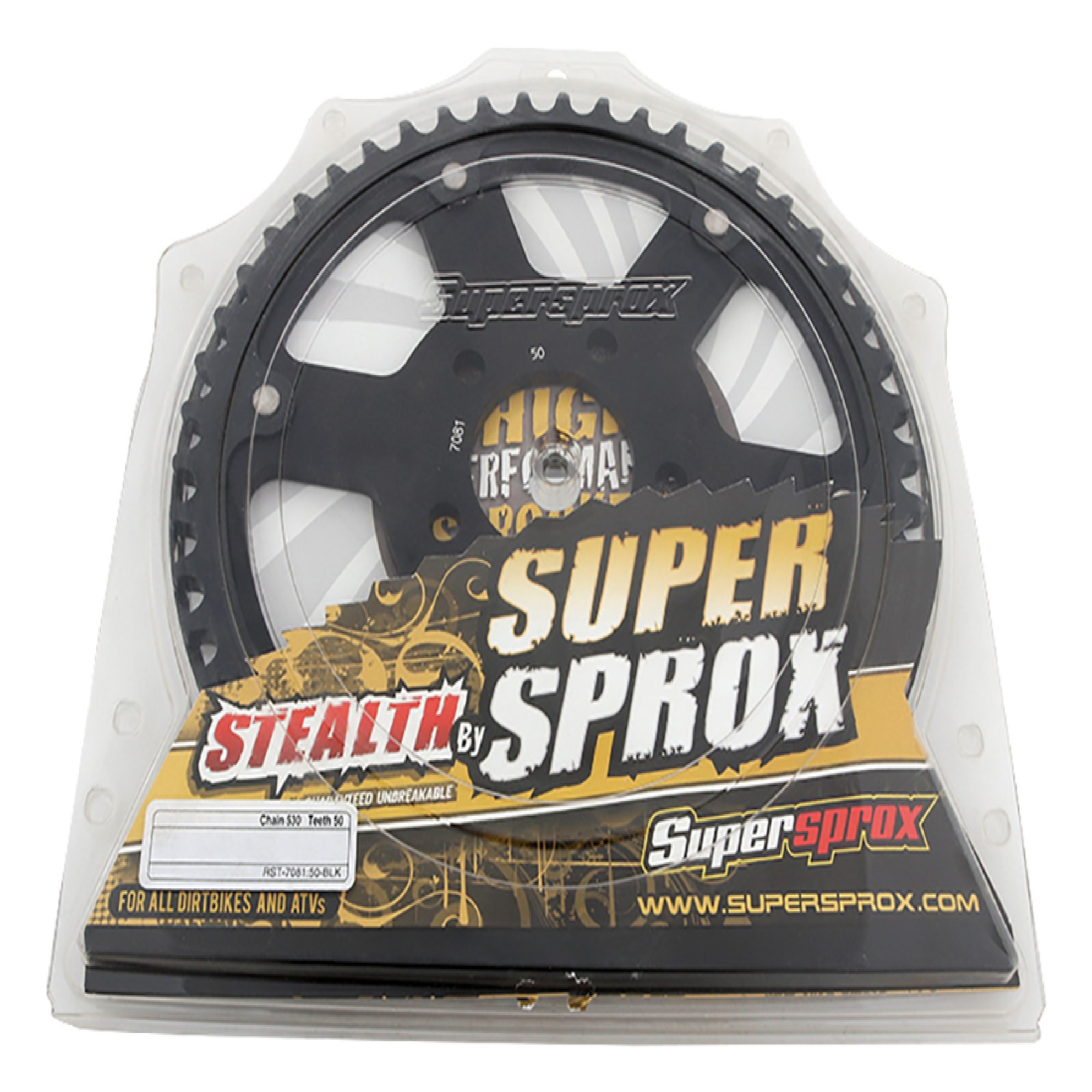 Supersprox - Black Stealth sprocket, 50T, Chain Size 530, RST-7081-50-BLK