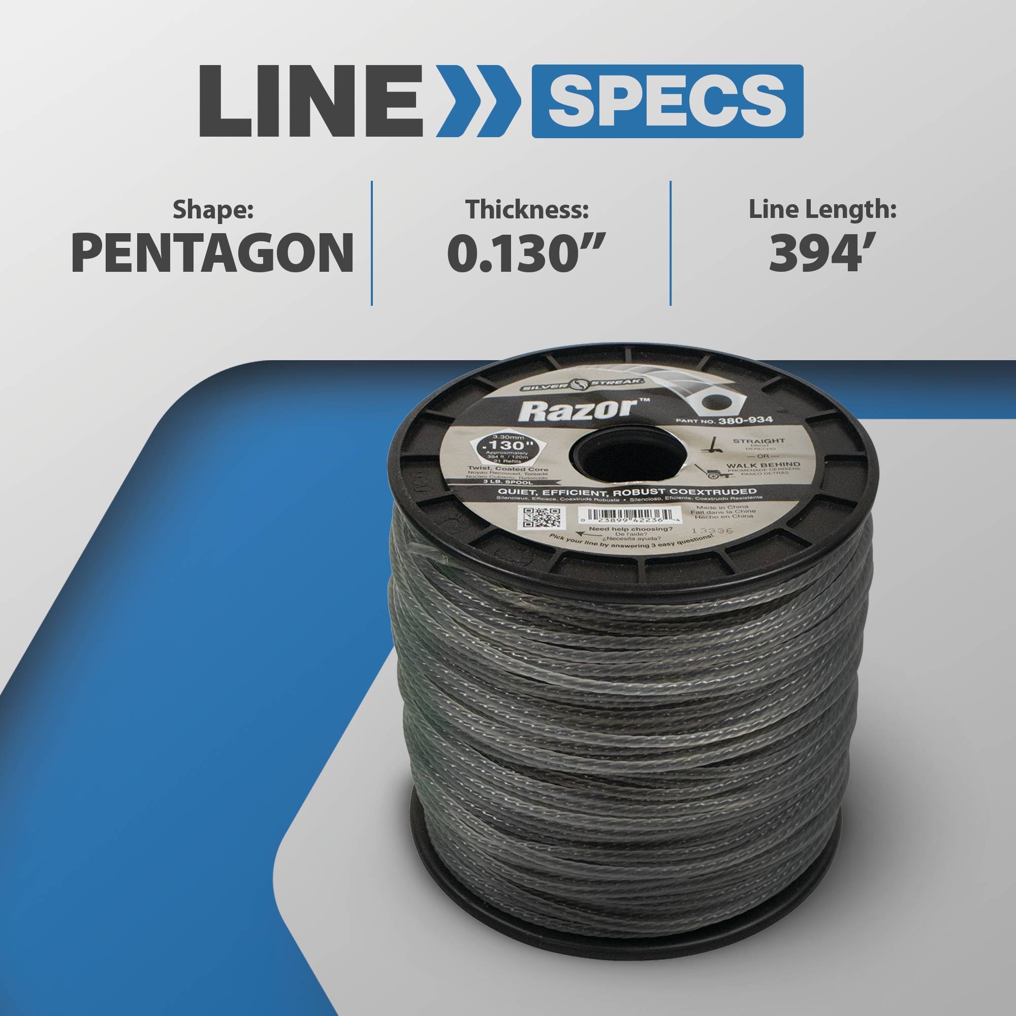 New Silver Streak Razor Trimmer Line Replaces, .130 3 lb. Spool, 380-934