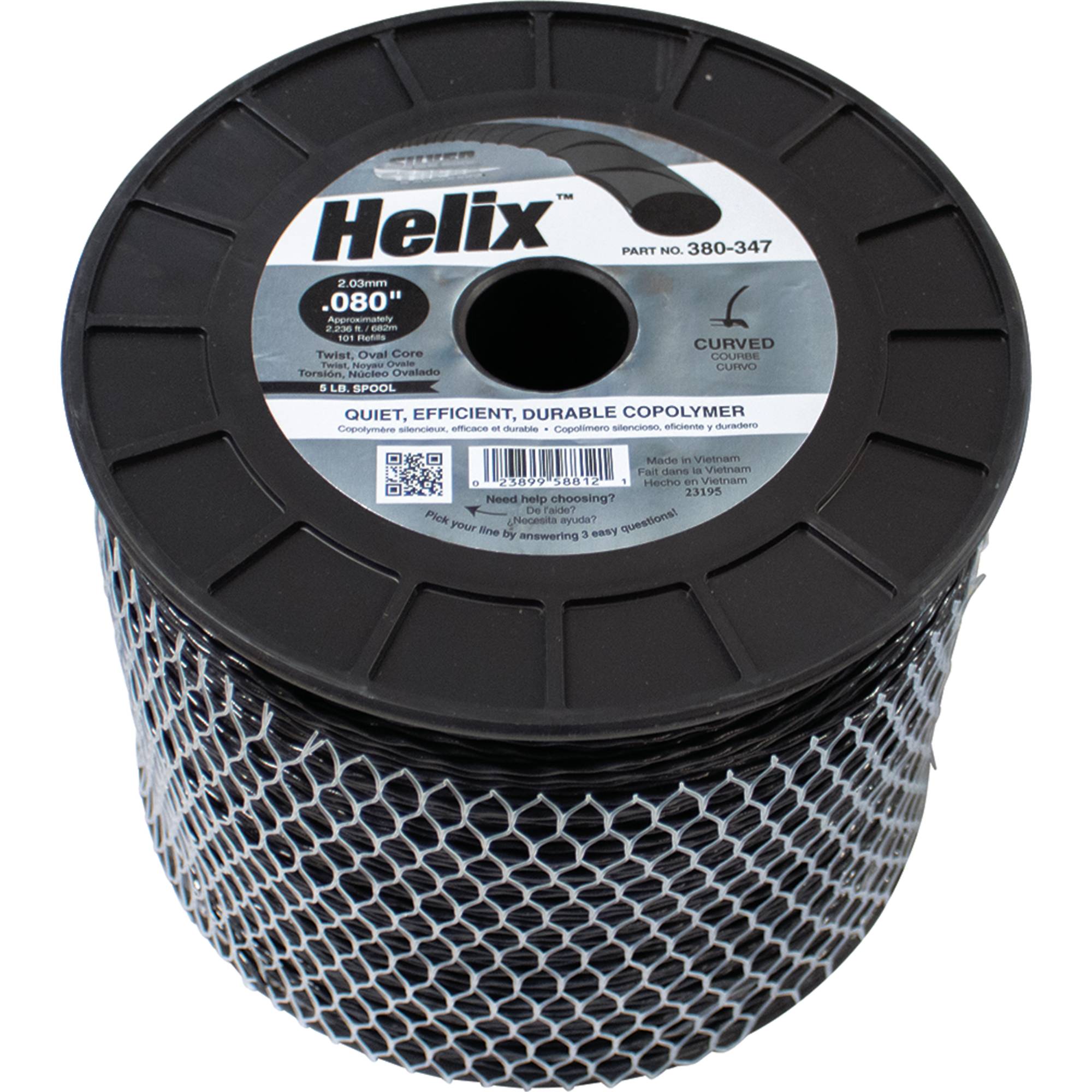 Helix Trimmer Line 2236' Approximate Length, 0.080" Diameter, Black; 380-347