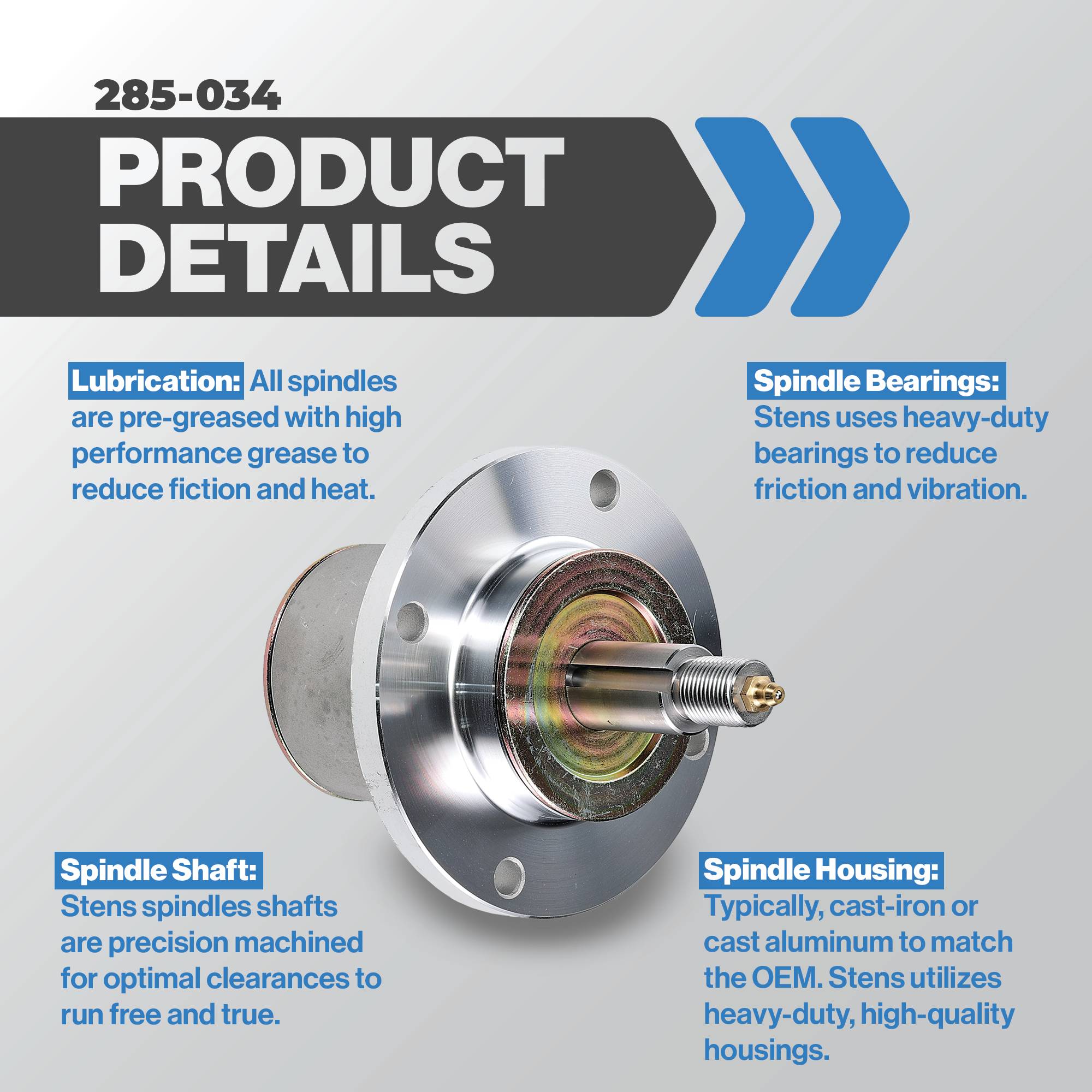 New Stens Spindle Assembly 285-034 for Ferris 5900303, 5900500 5061095SM