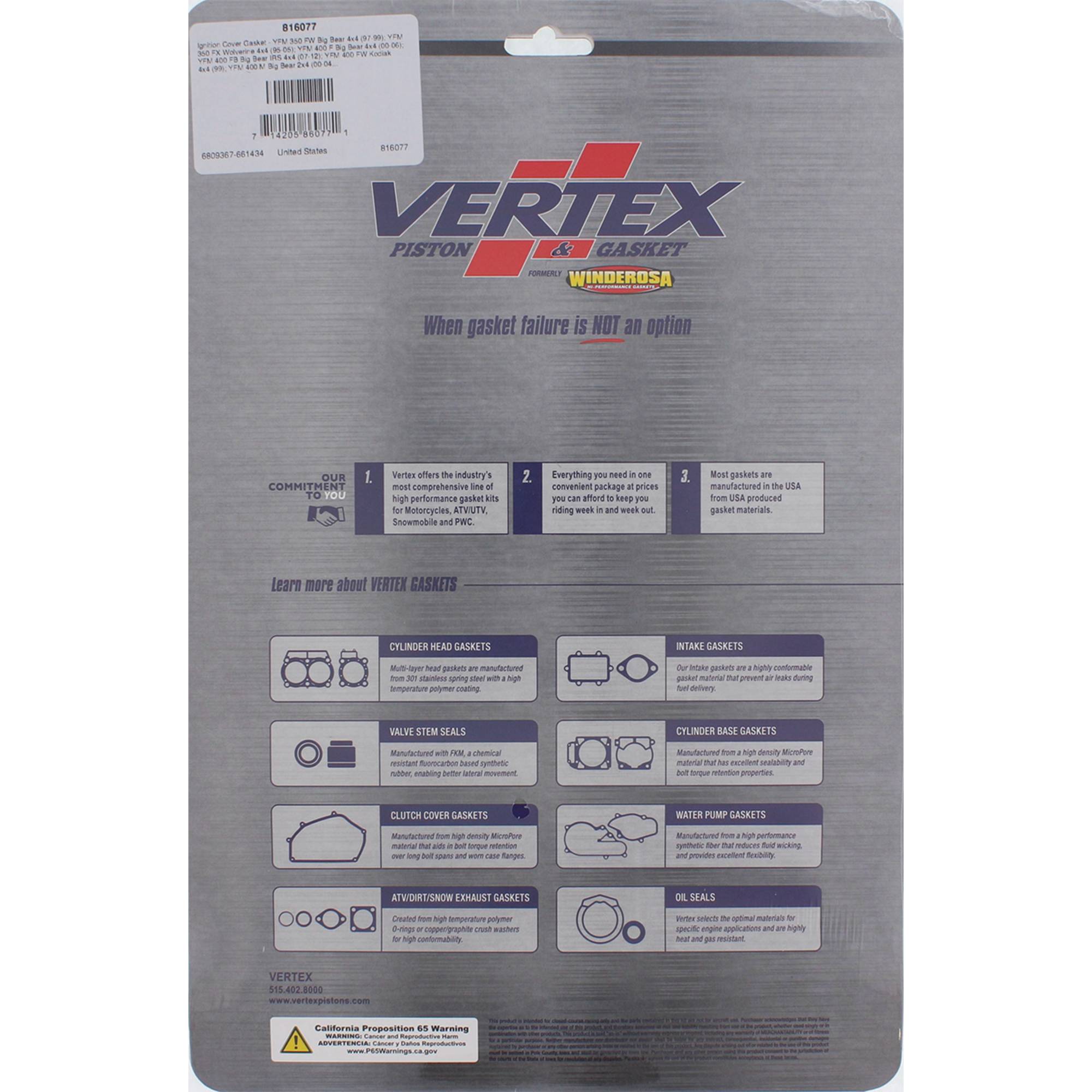 Vertex Ignition Cover Gasket (816077) for Yamaha YFM400 Big Bear 4WD 00-06