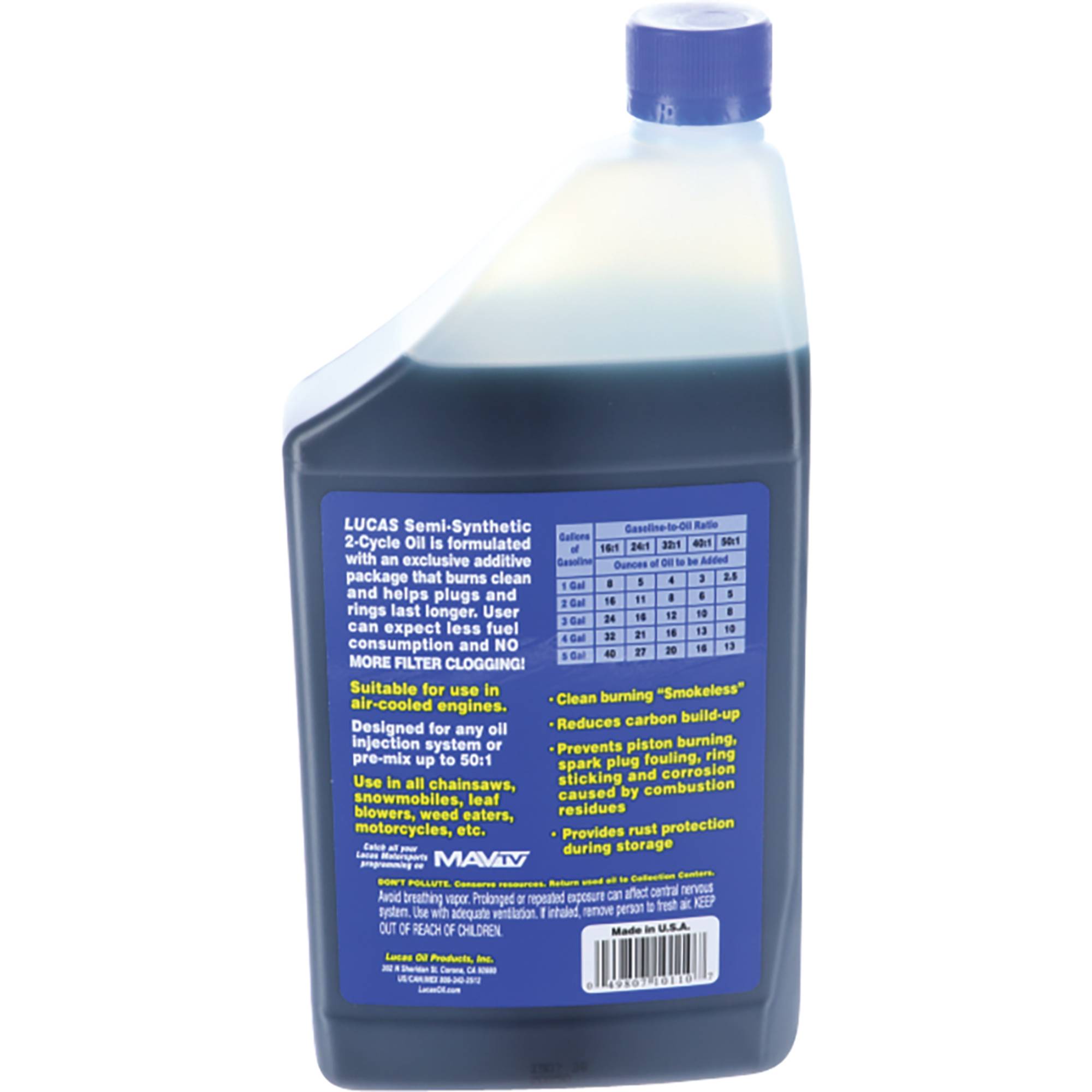 New Stens 051-533 2-cycle Oil Fits Semi-synthetic 6 Btls/1 Qt Lucas 10110