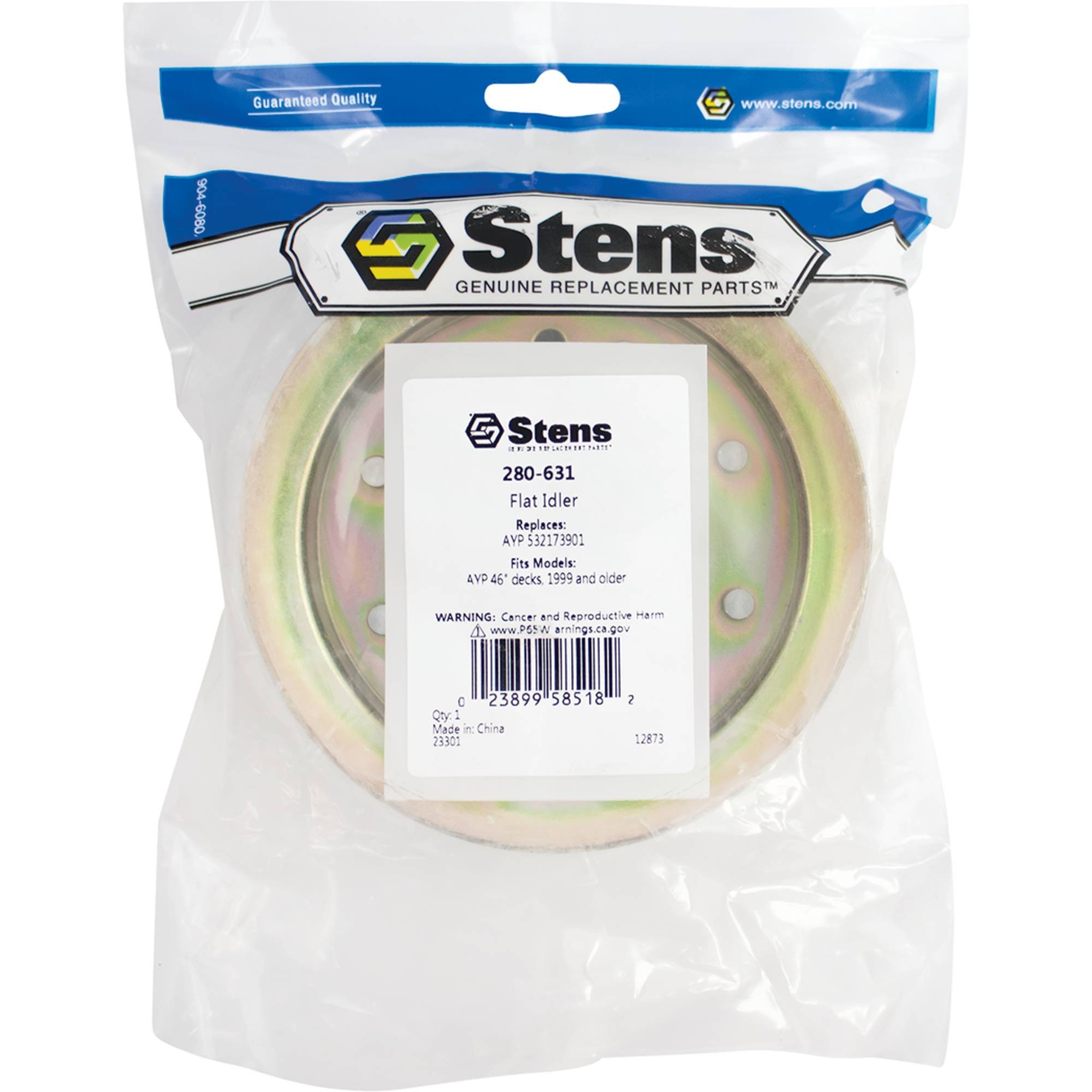 Flat Idler For AYP 46" deck, 1999 and older 156493, 173901, 532173901; 280-631