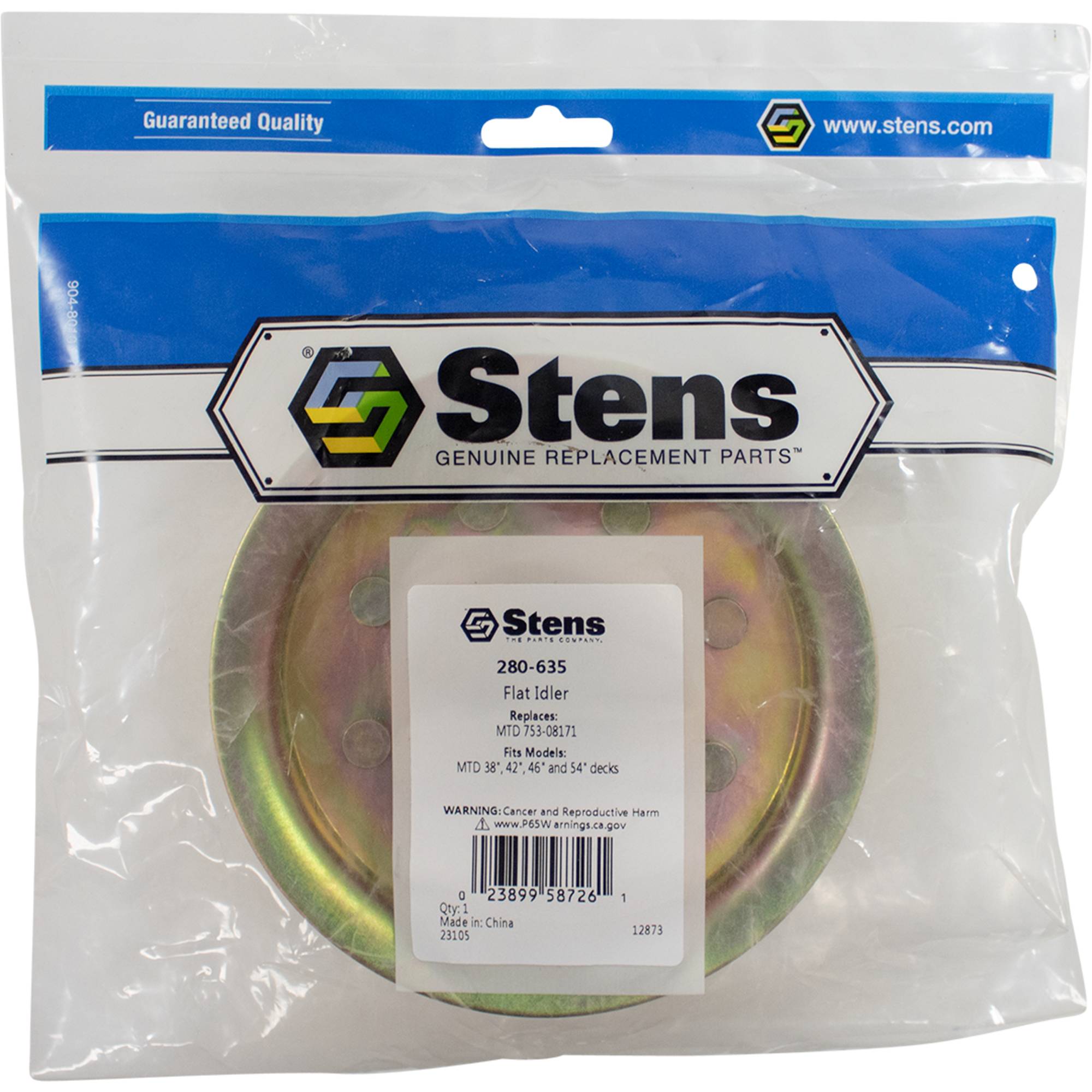 Flat Idler For MTD 38", 42", 46" and 54" decks 753-08068A 1" Height; 280-635