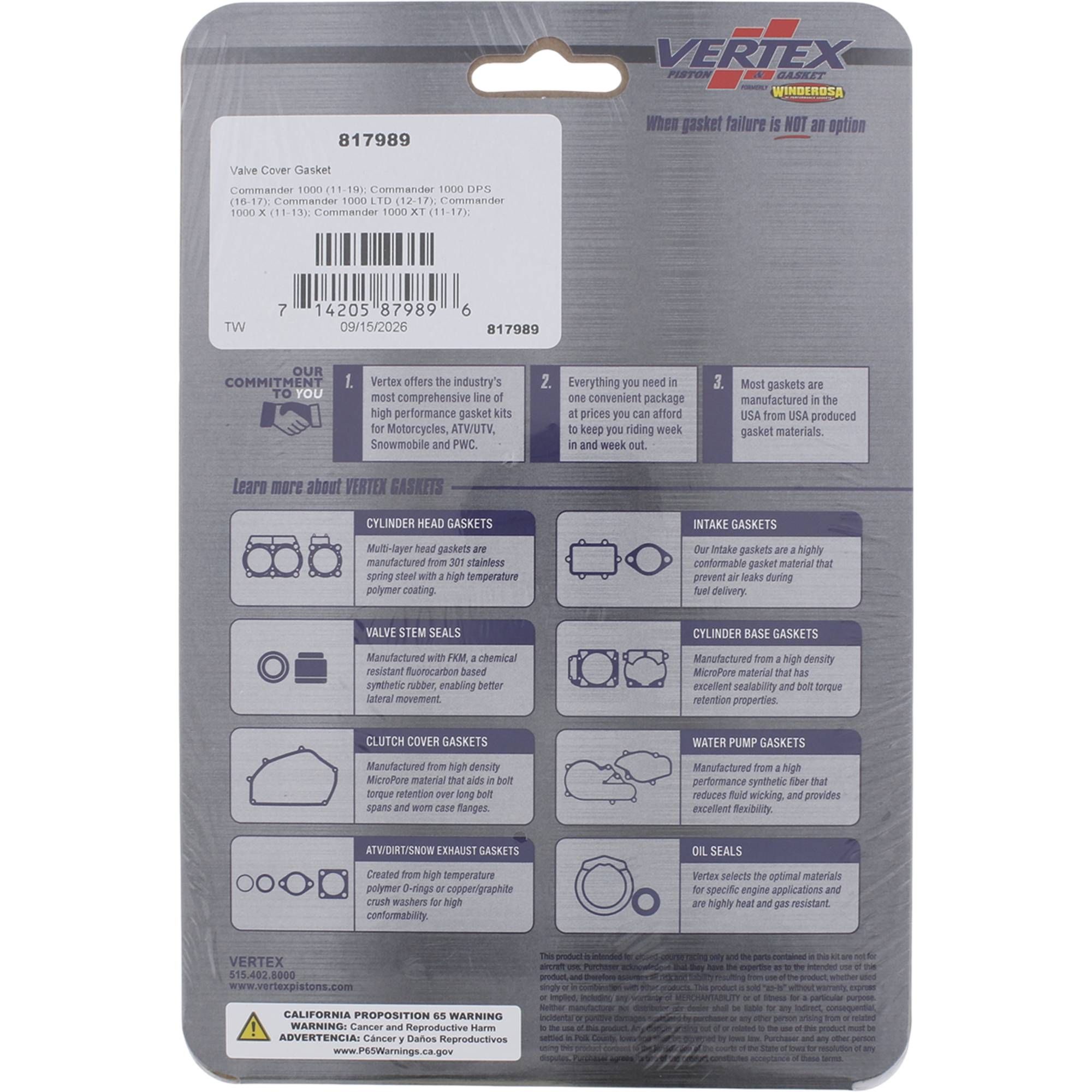 Valve Cover Gasket for Can-Am Outlander 330 330cc, 2004 - 2005 817989