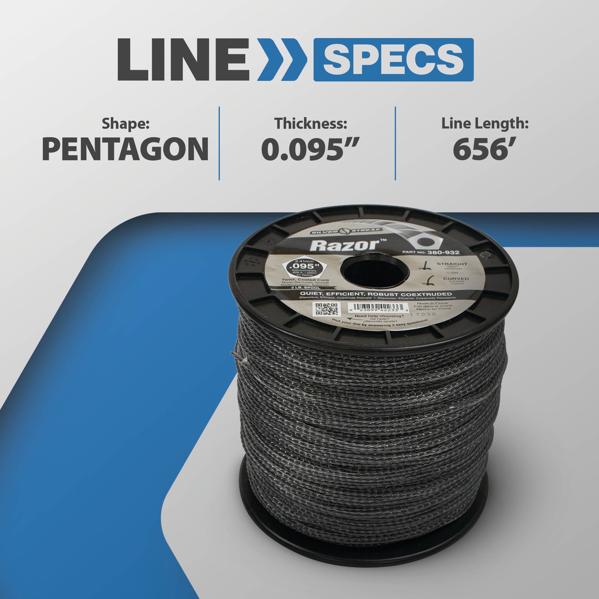 New Silver Streak Razor Trimmer Line for .095 3 lb. Spool, 380-932