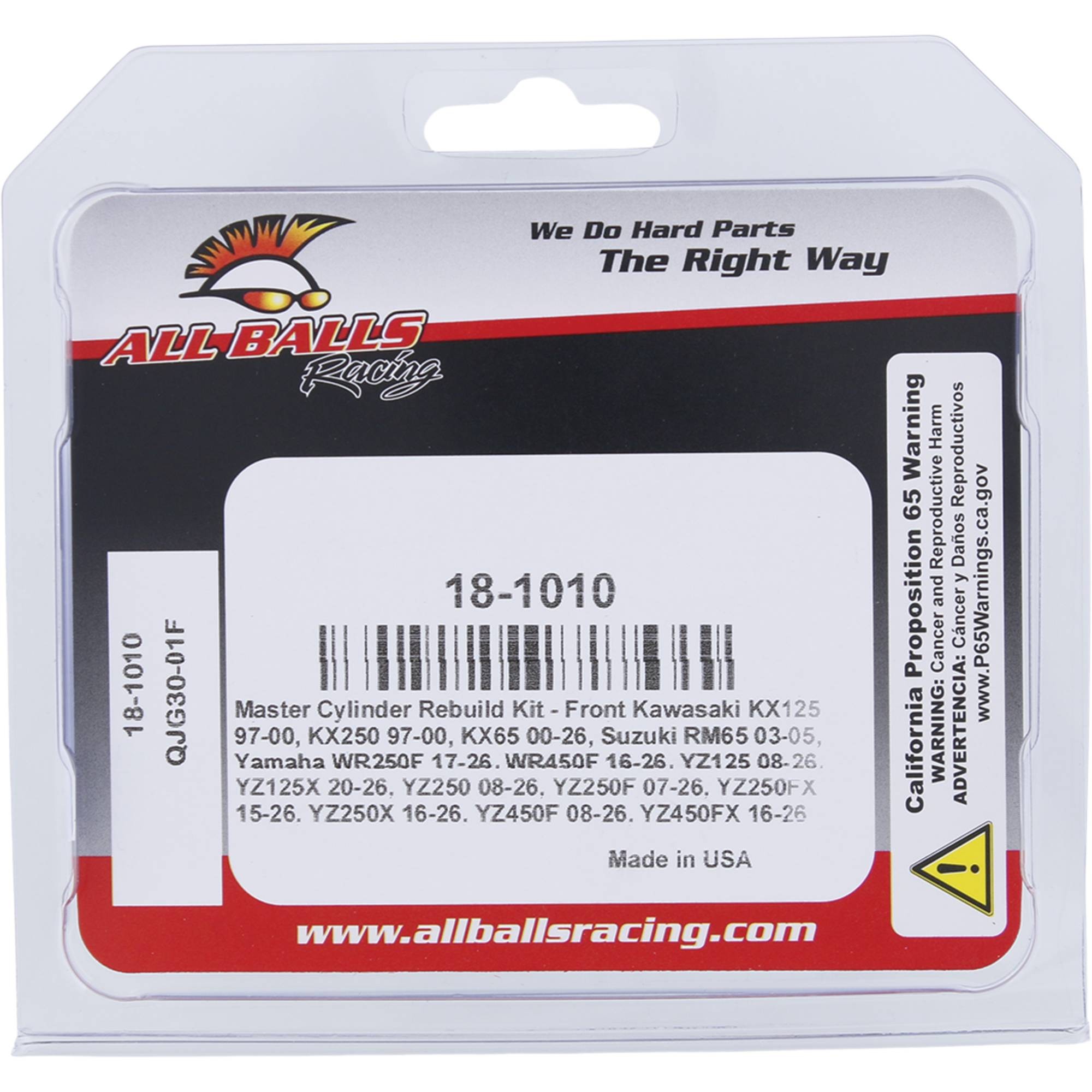 All Balls Master Cylinder Rebuild Kit - Front Kawasaki KX125 97-99, 18-1010