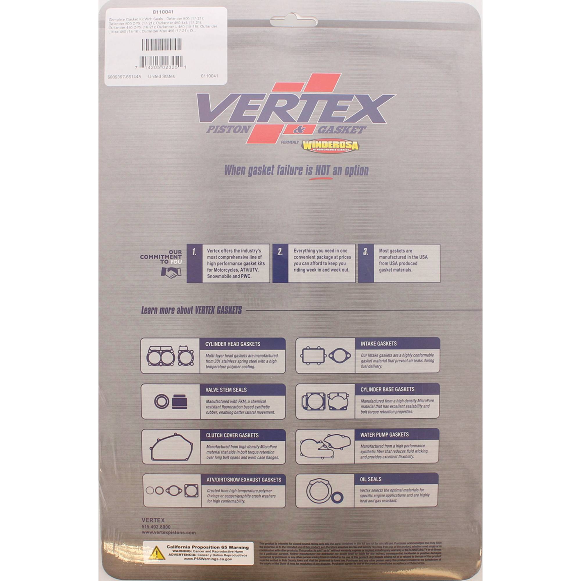 Complete Gasket Kit with Seals For Can-Am Outlander 450 4x4 2017-21, 23; 8110041