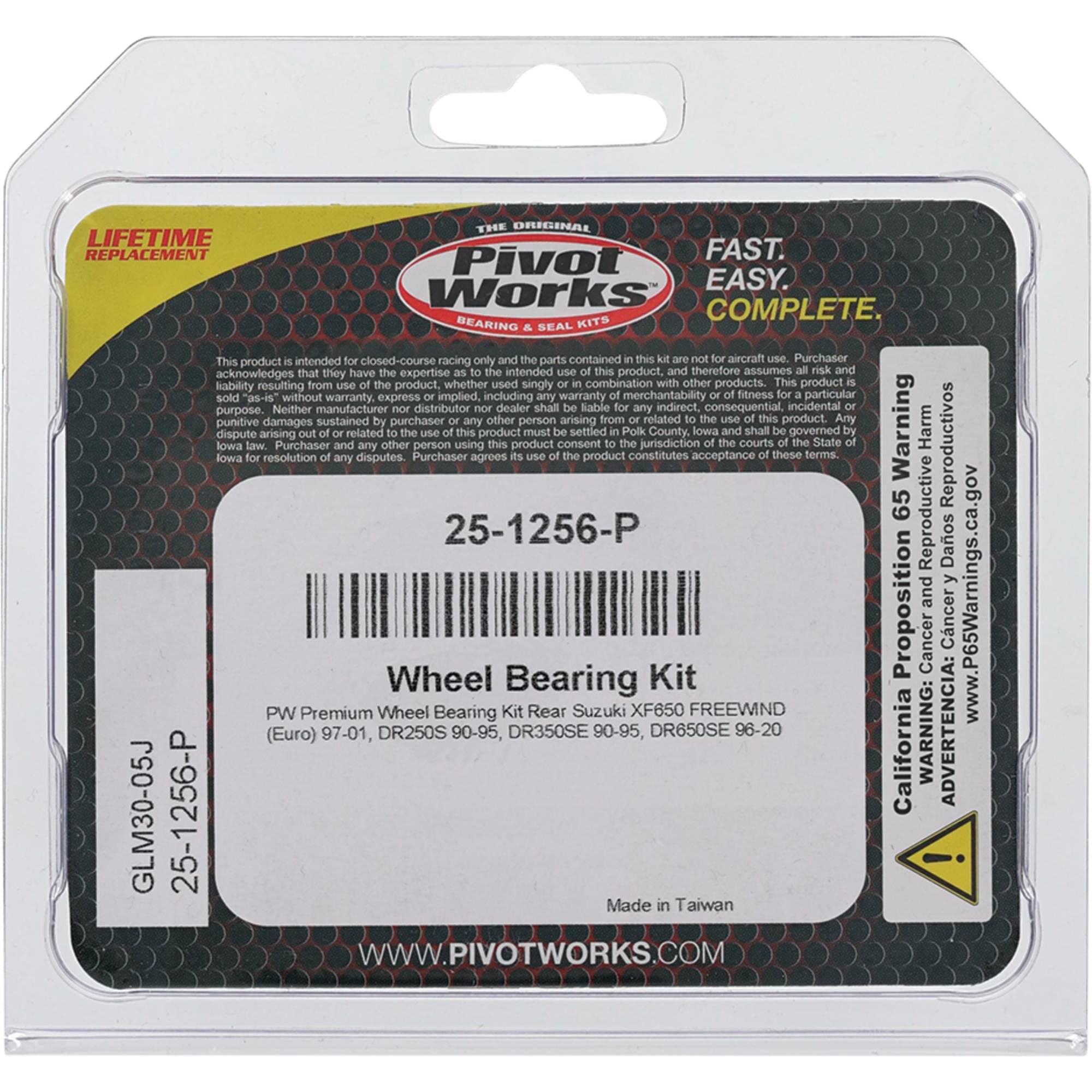 Wheel Bearing Kit Premium Bearings For Suzuki DR250S 1990-1995; 25-1256-P