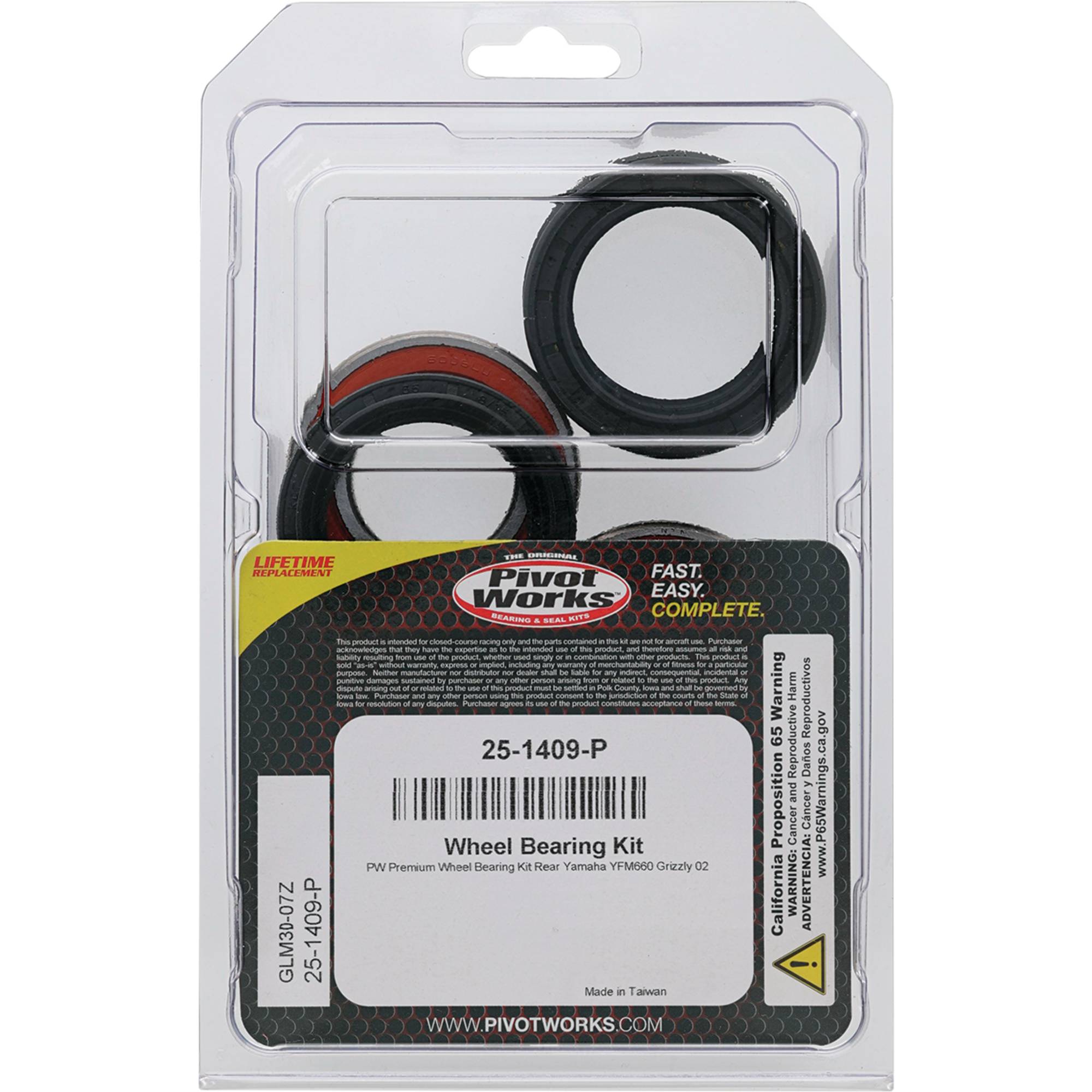 Wheel Bearing Kit Premium Bearings For Yamaha YFM660 Grizzly 2002; 25-1409-P