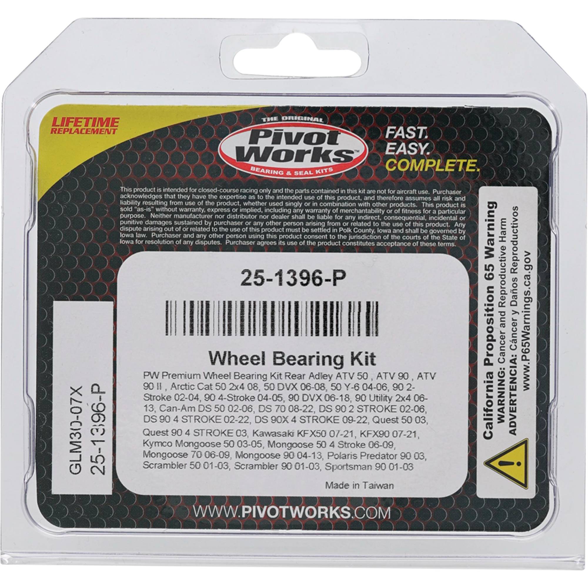 Wheel Bearing Kit Premium Bearings For Arctic Cat 50 2x4 2008; 25-1396-P