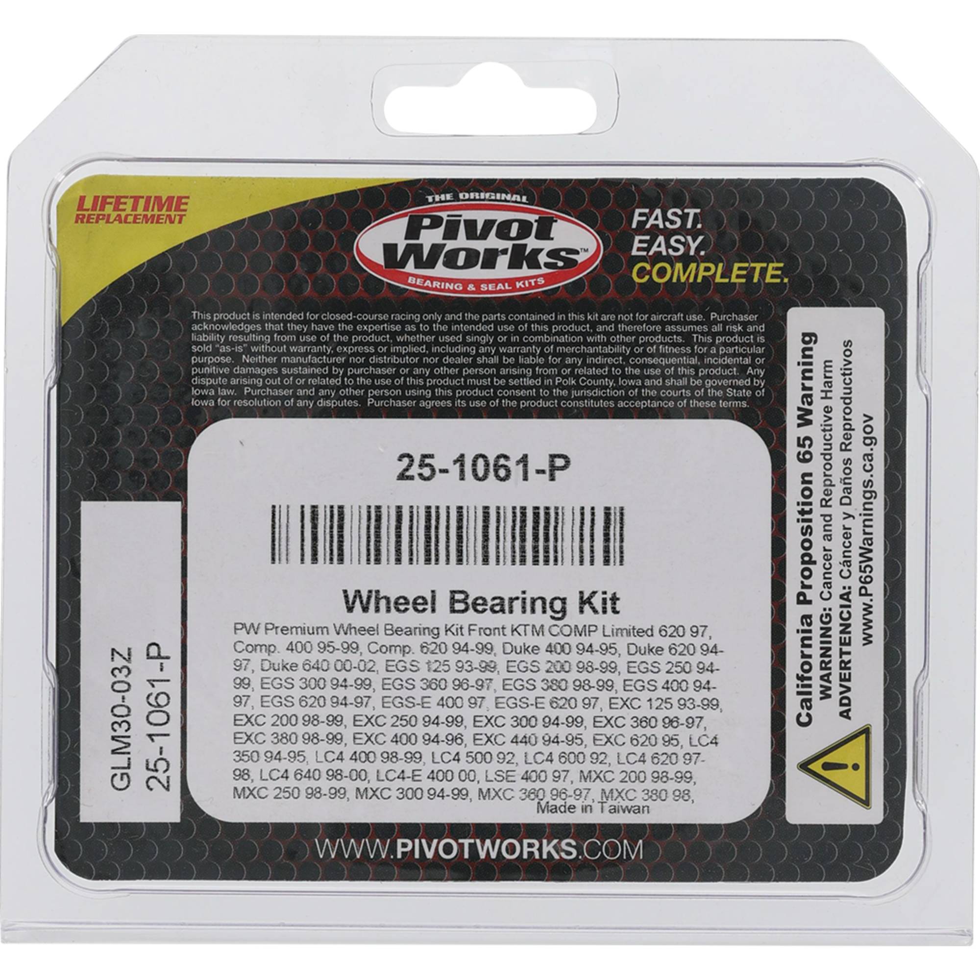 Wheel Bearing Kit Premium Bearings For KTM Comp Limited 620 1997; 25-1061-P