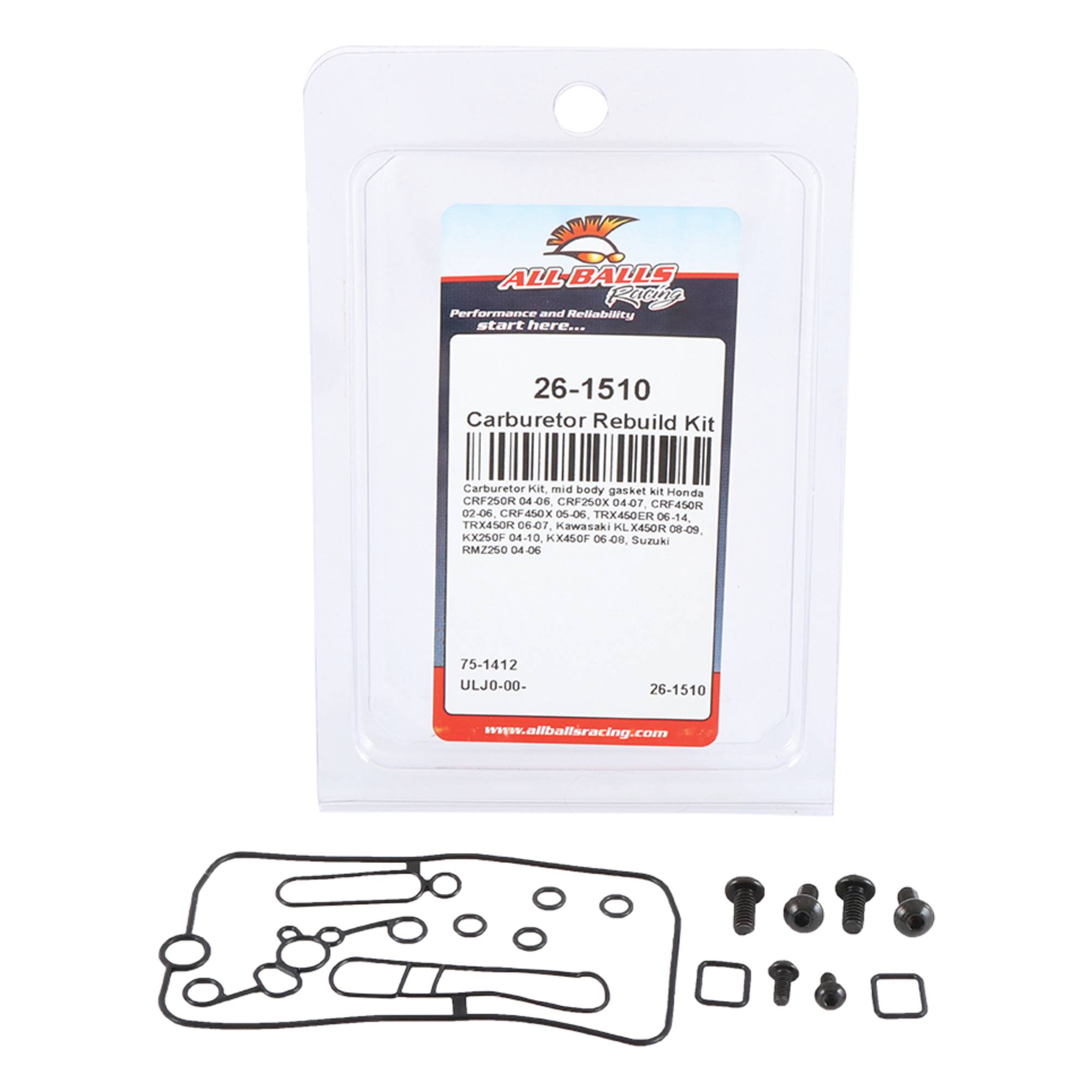 All Balls Carburetor Kit, mid body gasket kit 26-1510 for Honda CRF 250 R