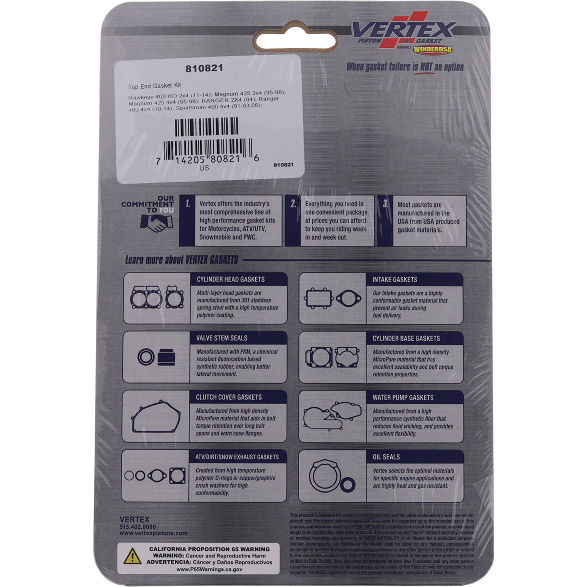 Winderosa Top End Gasket Kit for Polaris, 810821