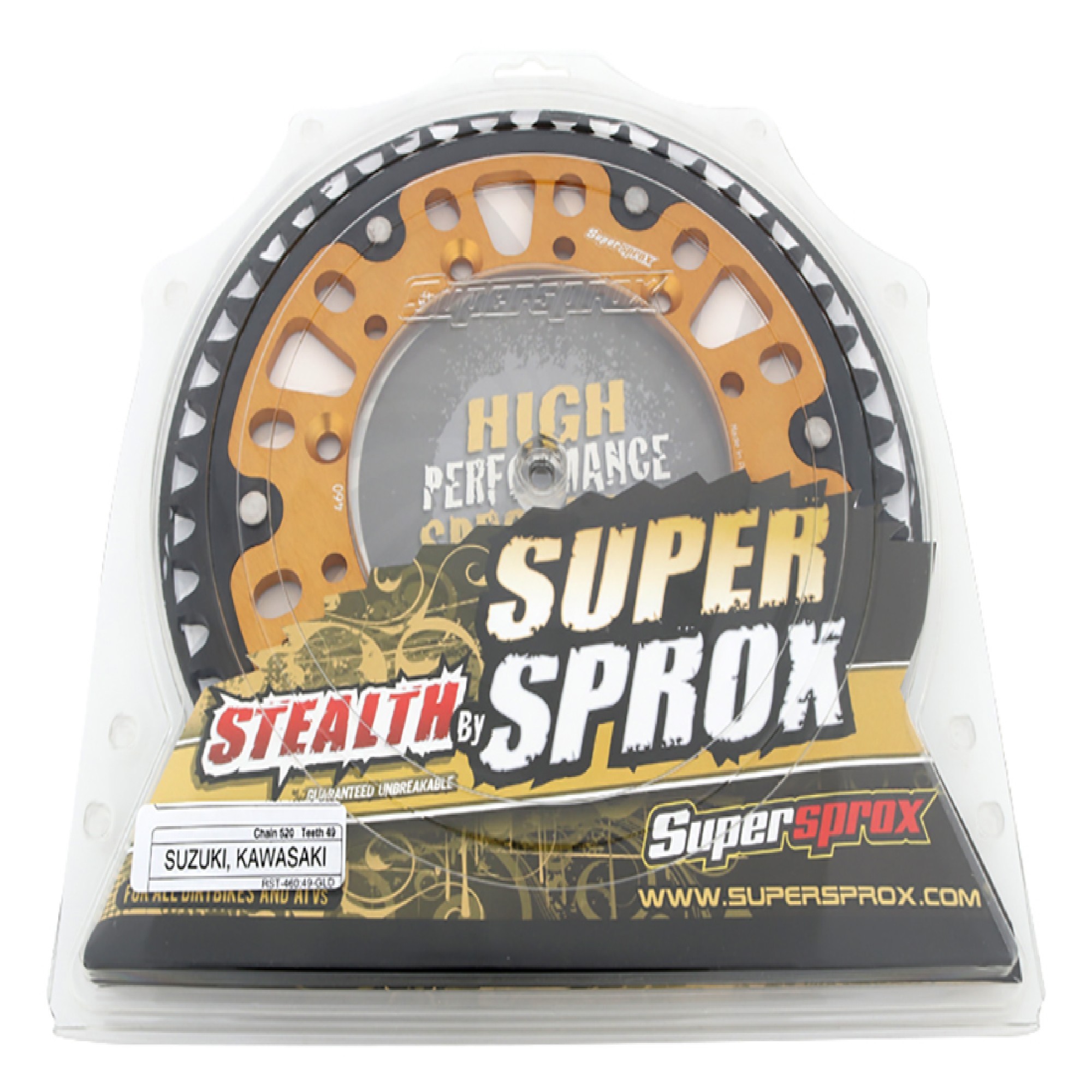 Supersprox - Gold Stealth sprocket, 49T, Chain Size 520, RST-460-49-GLD