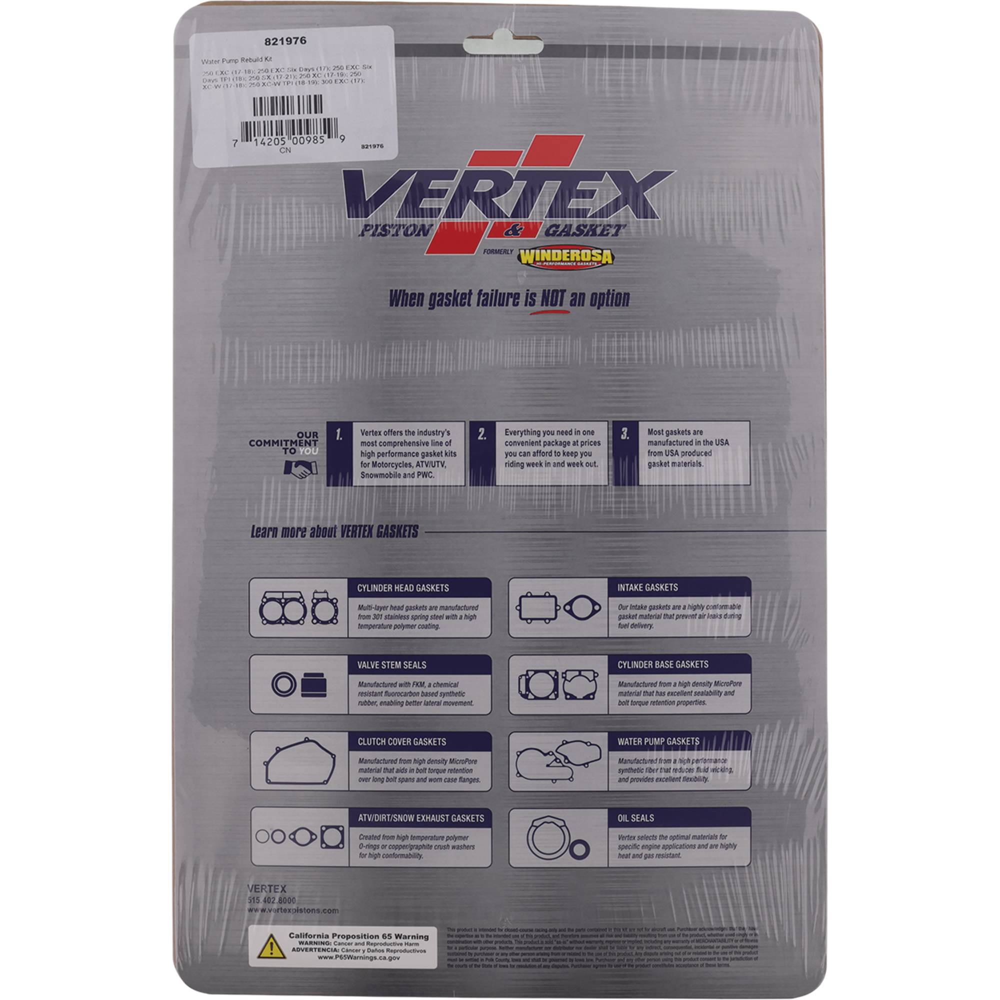 Vertex Water Pump Rebuild Kit (821976) for Husqvarna TE 250 TPI 18-19