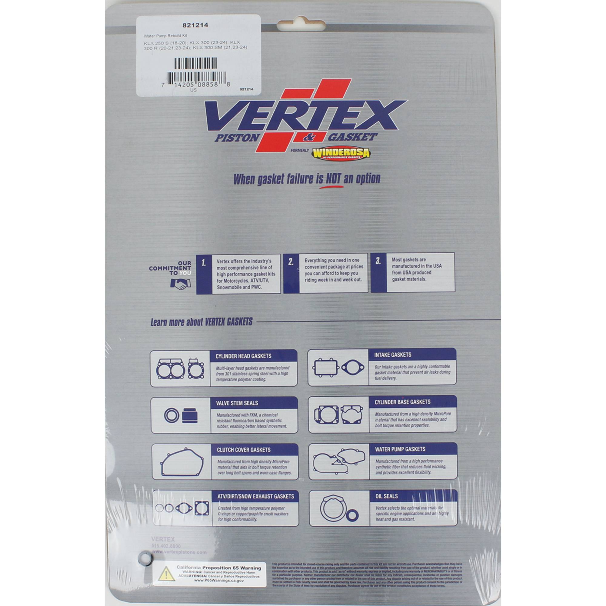 Water Pump Rebuild Kit For Kawasaki KLX 300 2023-2024; 821214