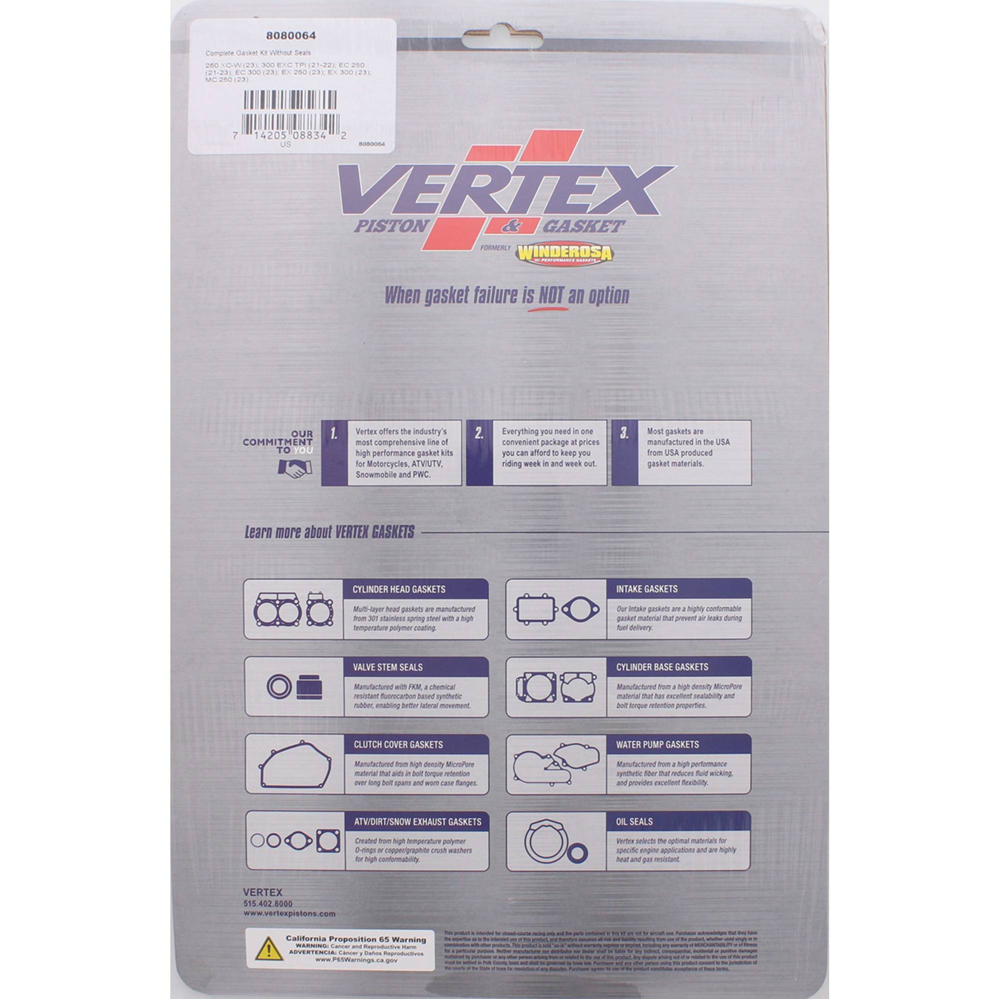 Complete Gasket Kit Without Seals For KTM 250 XC-W 2023; 8080064