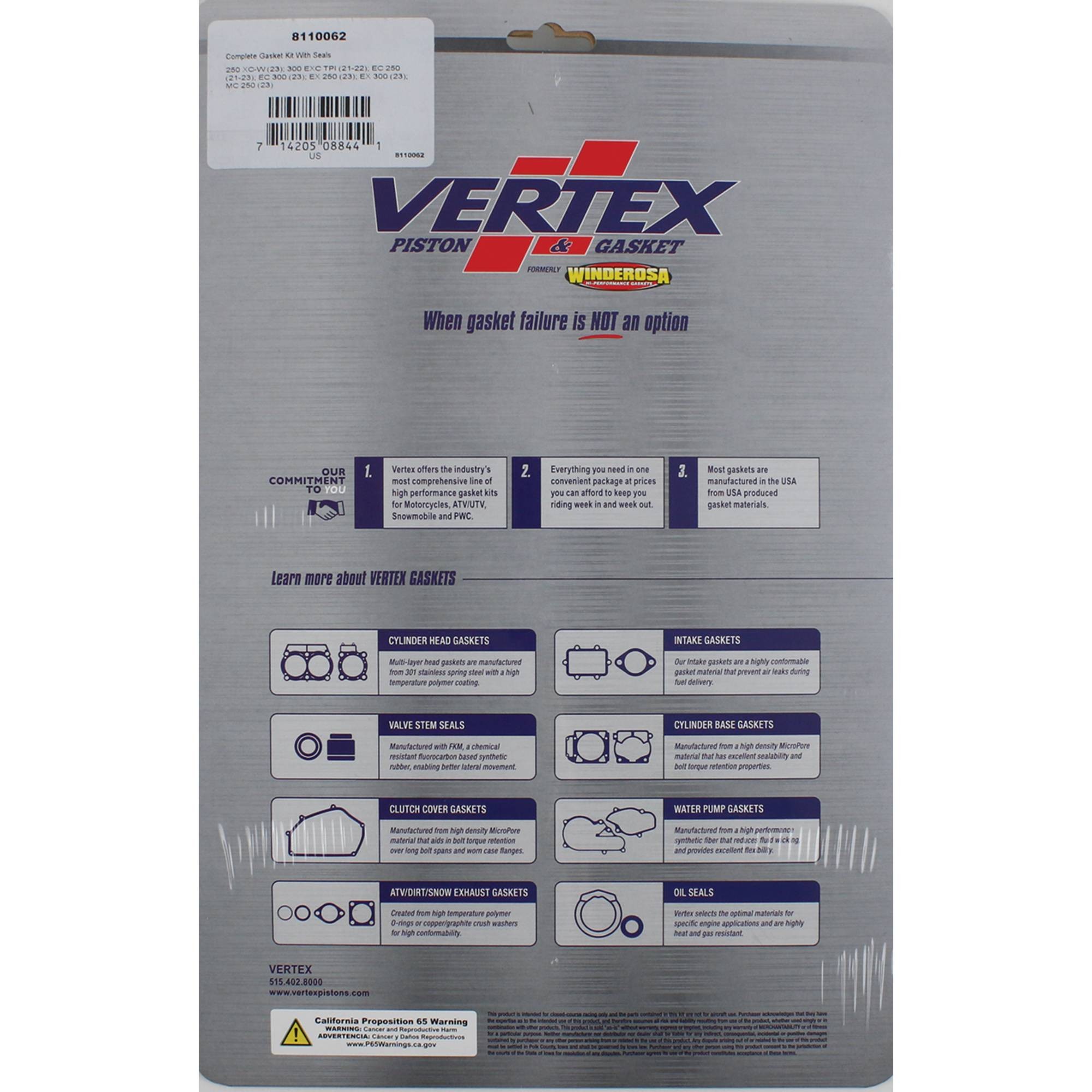 Complete Gasket Kit With Seals For KTM 300 EXC TPI 2021-2022; 8110062