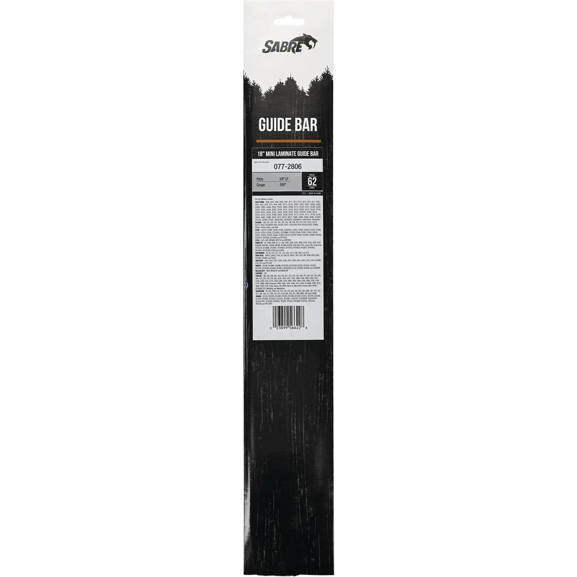 18" Mini Laminate Sprocket Nose Bar For Craftsman 3400, 3401, 3402 077-2806