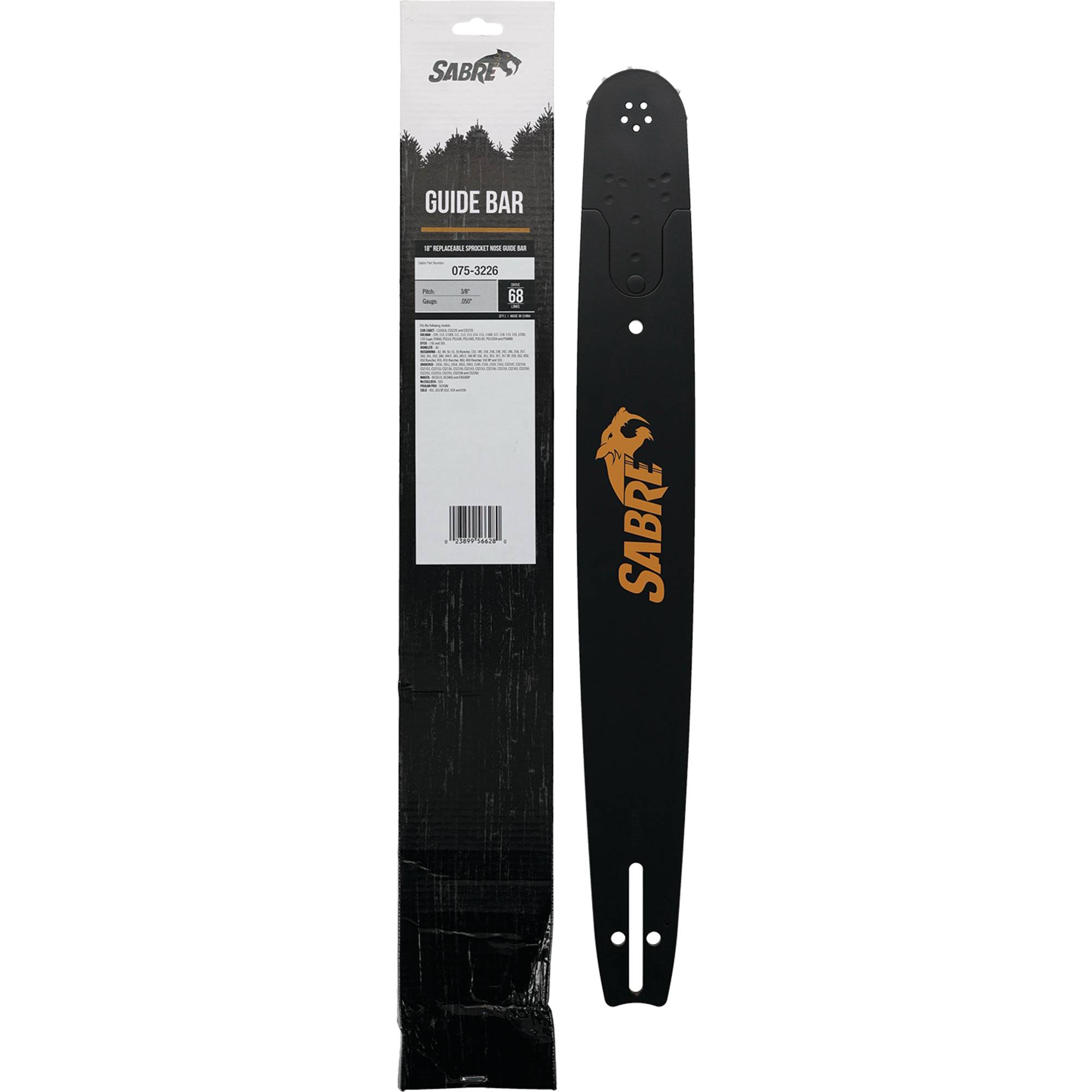 18" Replaceable Sprocket Nose Bar For Cub Cadet CS5018, CS5220, CS5720 075-3226