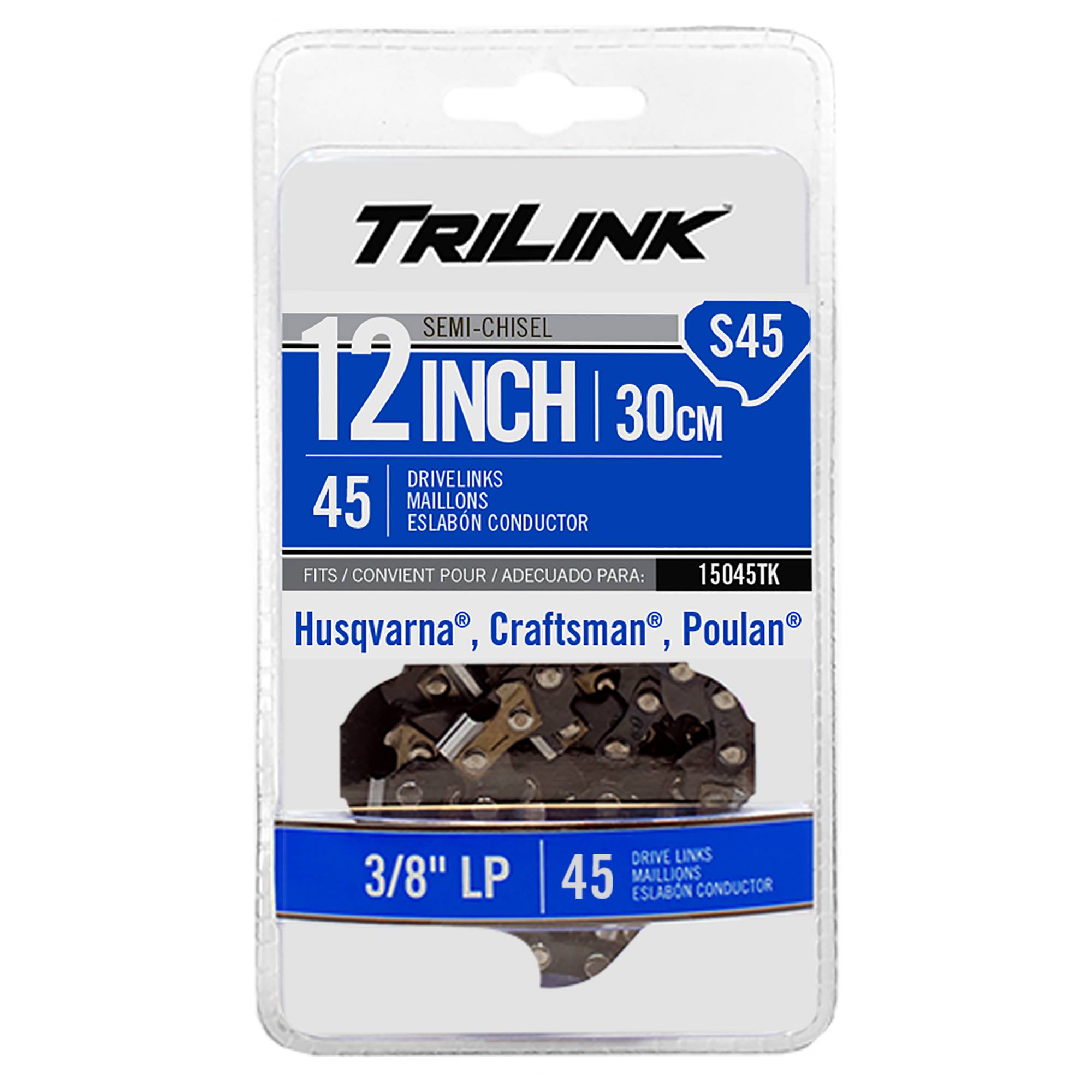 Chain Pre-Cut Loop 12" Bar Len, .050" Chainsaw Gauge, 45 Drive Links 15045TK