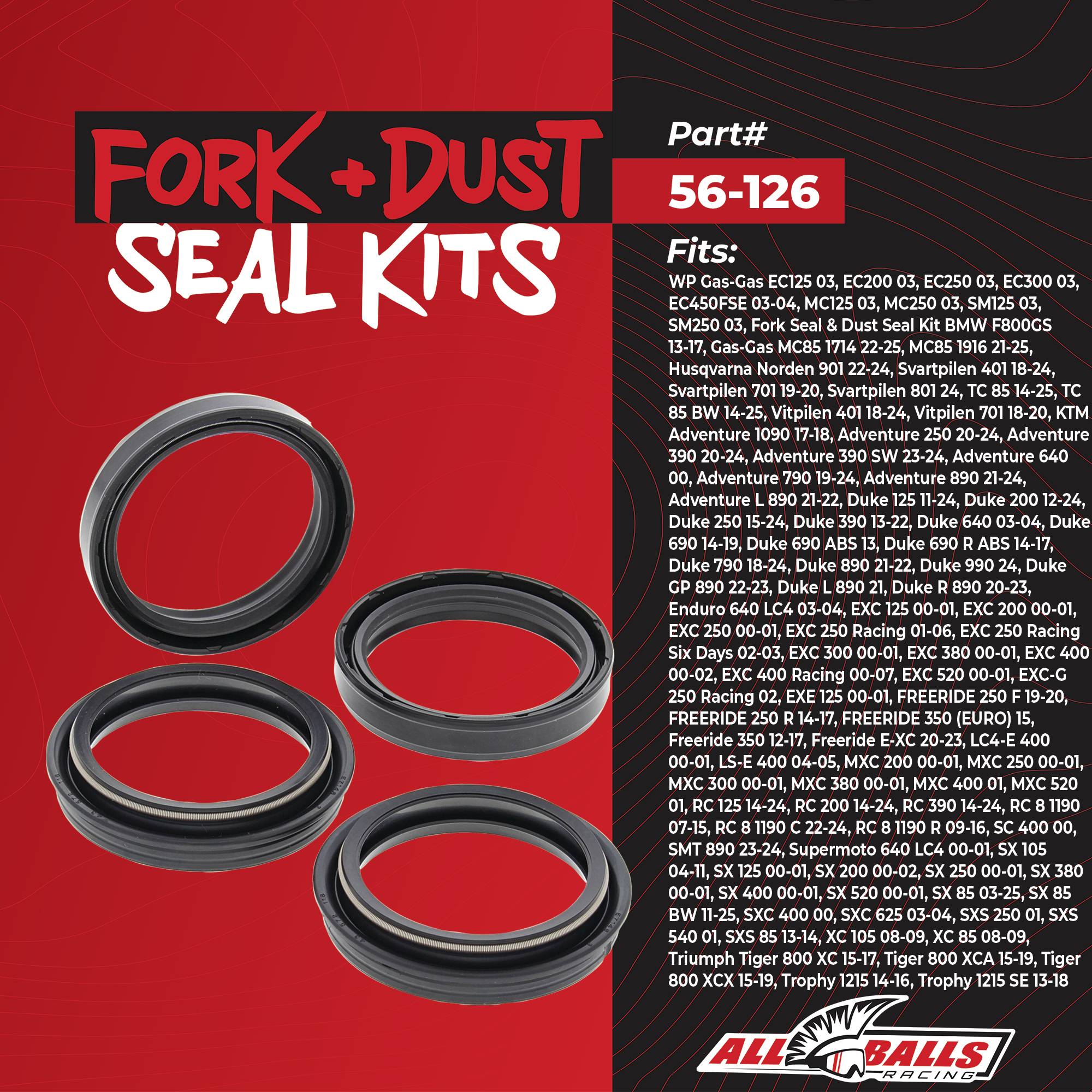 All Balls Fork & Dust Seal Kit for KTM, Gas-Gas