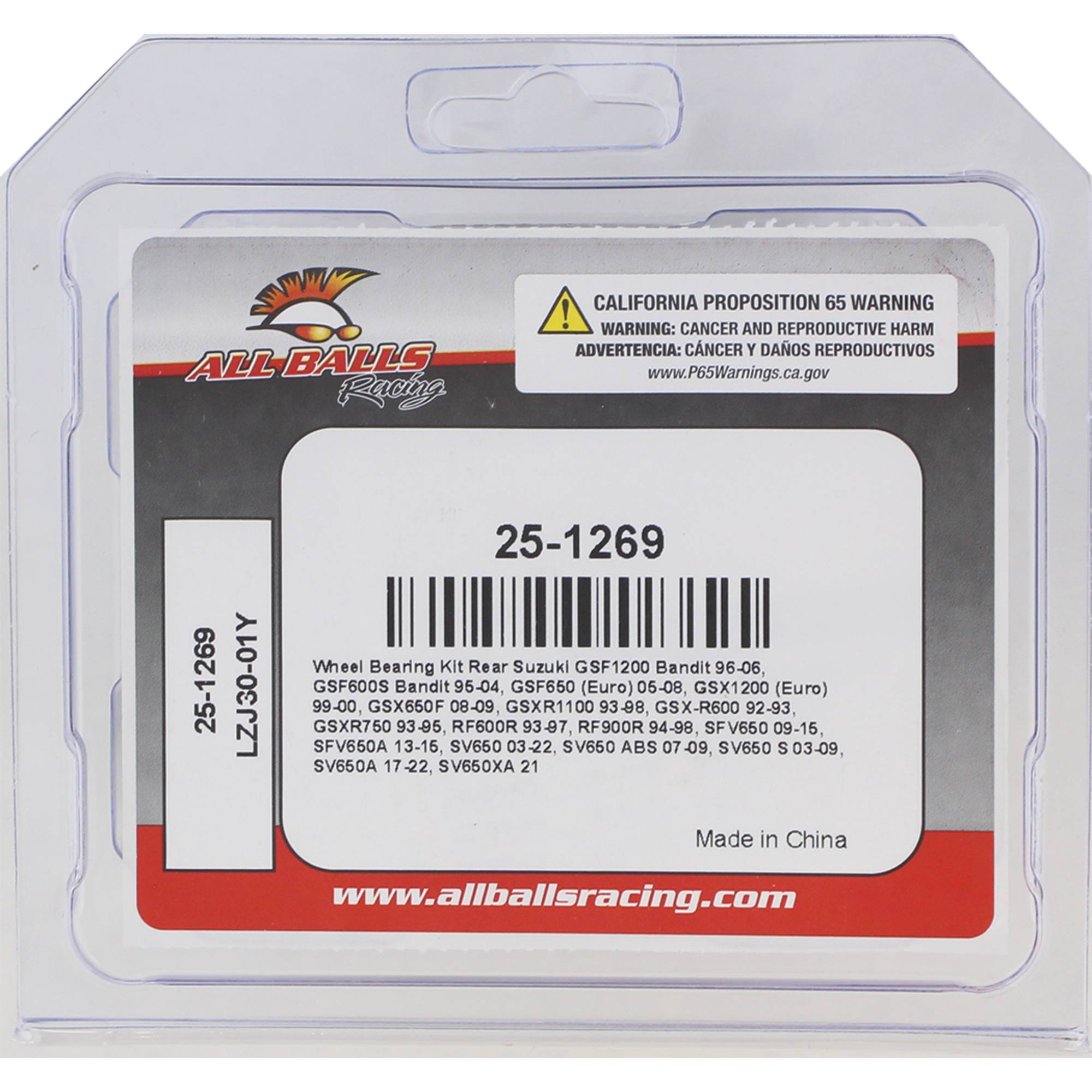 All Balls Wheel Bearing Kit Rear Suzuki GSF1200 Bandit 96-06, 25-1269