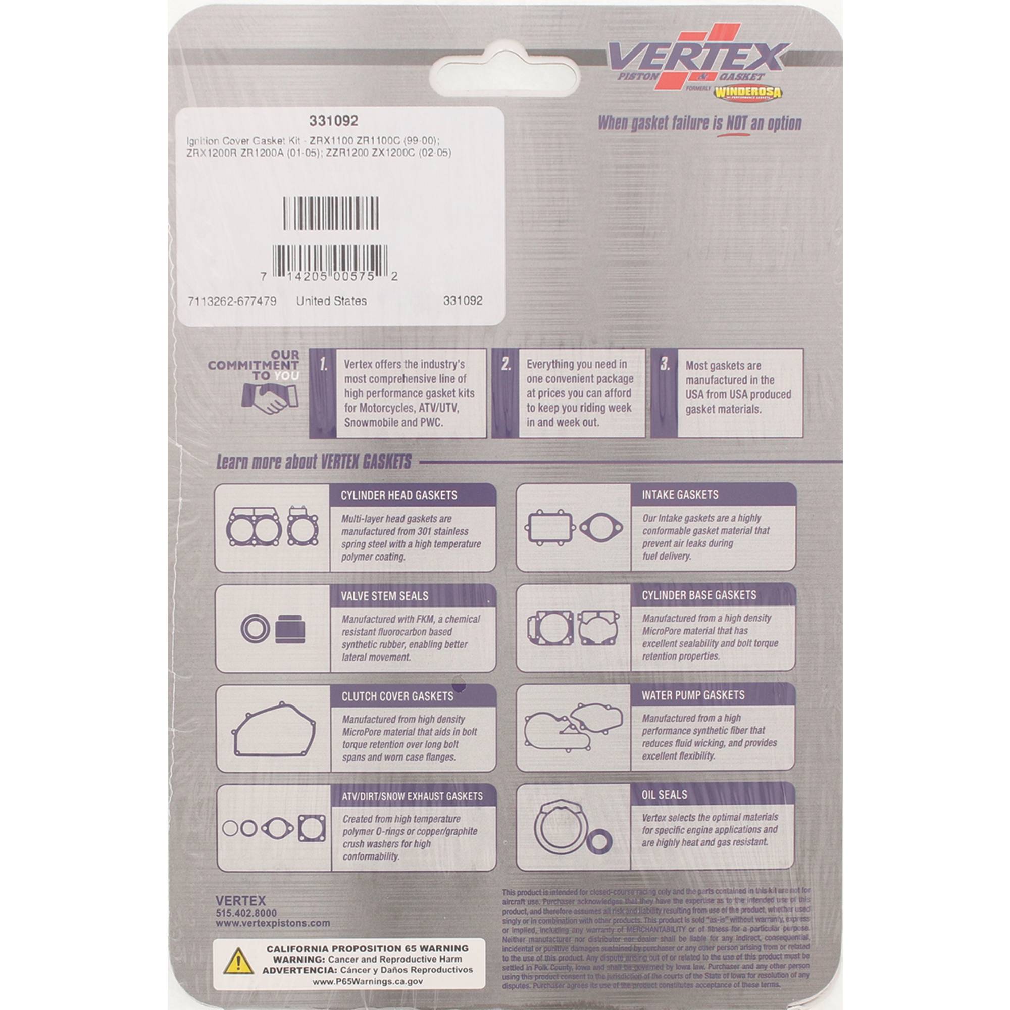 Winderosa Ignition Cover Gasket Kit 331092 for Kawasaki ZRX 1100 (ZR 1100C)