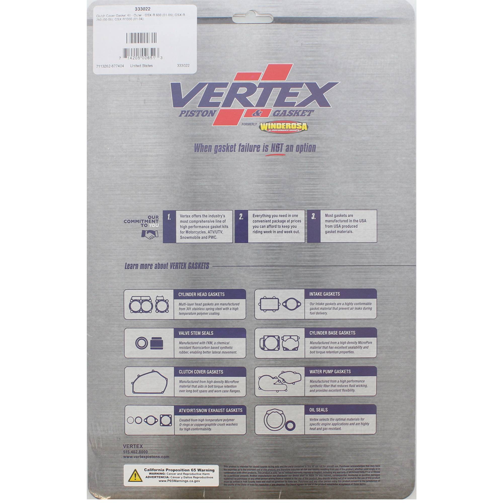 Winderosa Outer Clutch Cover Gasket Kit 333022 for Suzuki GSX-R 1000 01-04