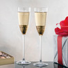 Monogrammed Mosaic Gold Crystal Flutes pr