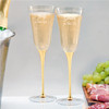 Etched Gold Stem Crystal Tulip Flutes 