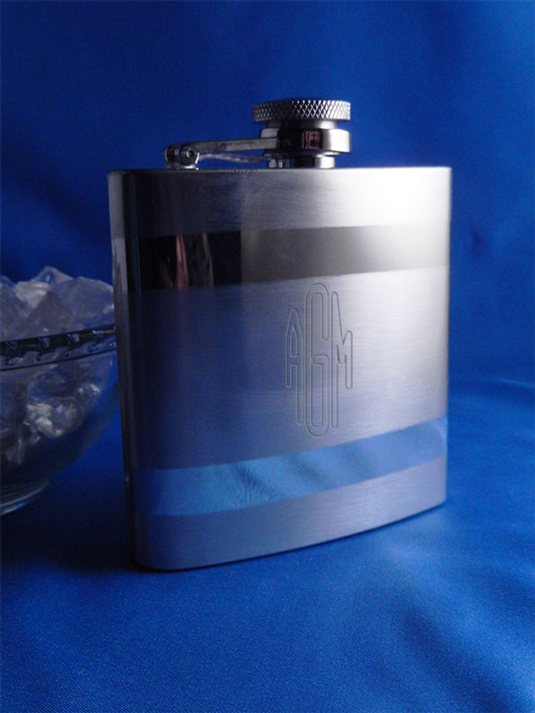 Personalized Polished Stripe Stainless Steel Flask