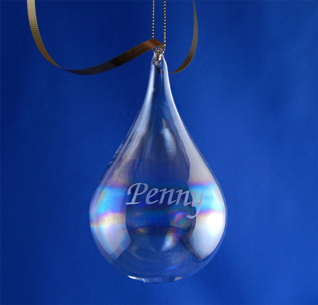 Personalized Blown Teardrop Christmas Tree Ornament