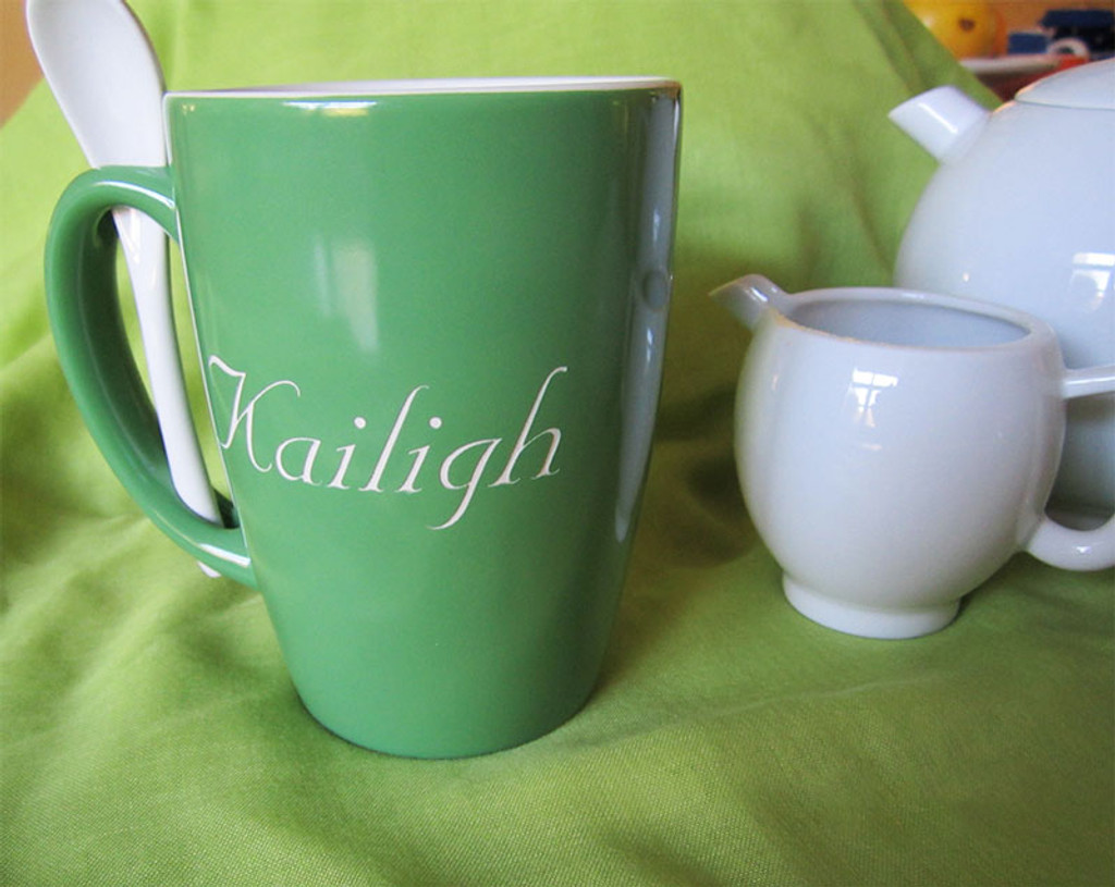 Small Monogrammed Green Ursah Spoon Mug