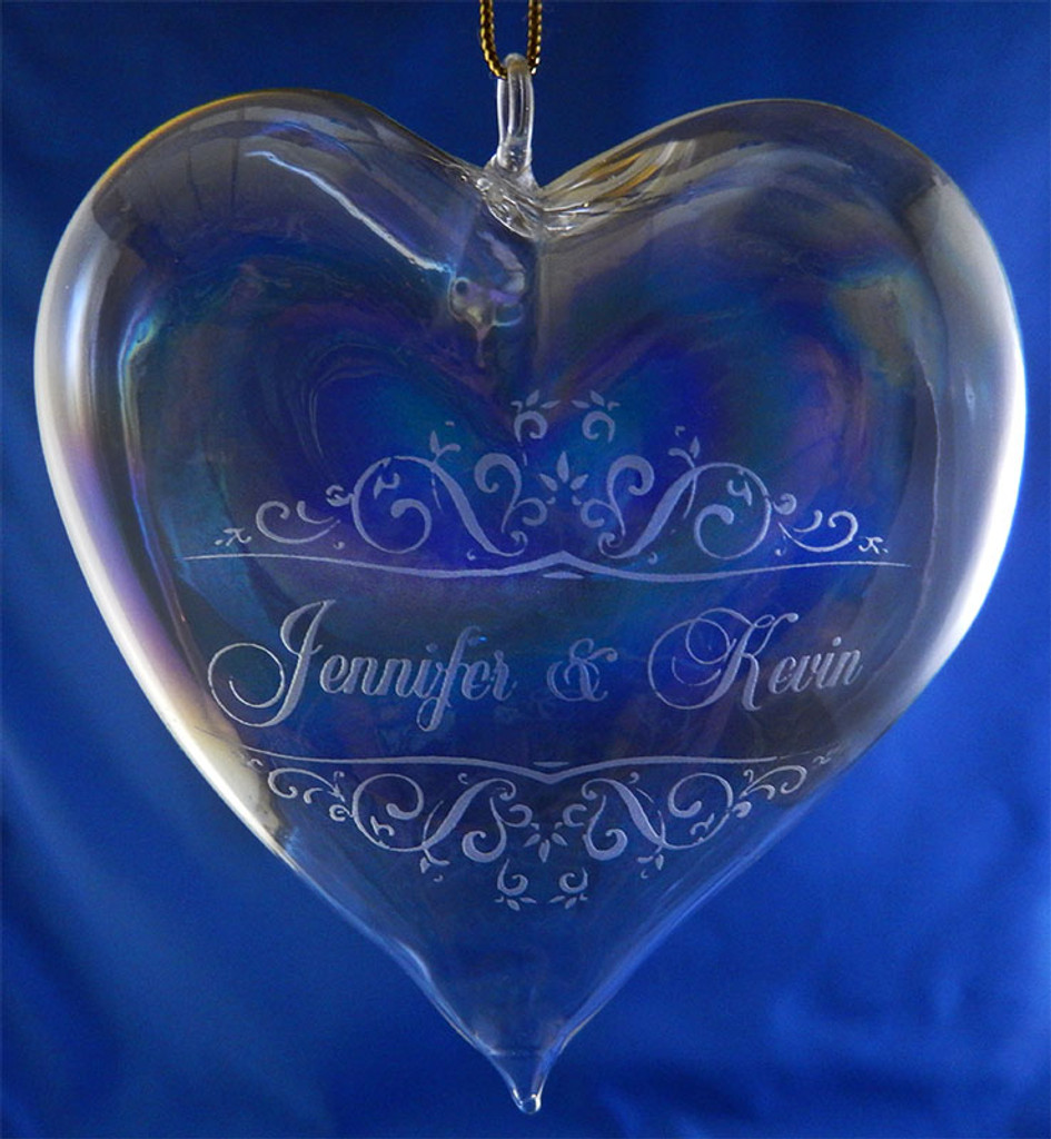 Personalized Sweethearts Blown Heart Ornament