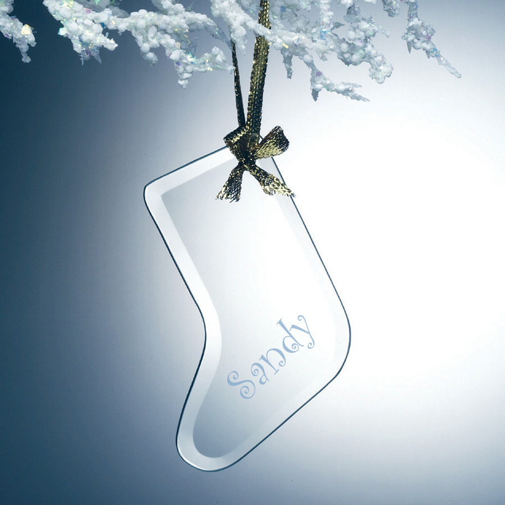 Personalized Beveled Stocking shaped Ornament