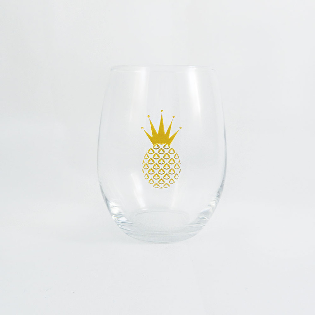Golden Crown Pineapple Stemless Wine Glass (each)