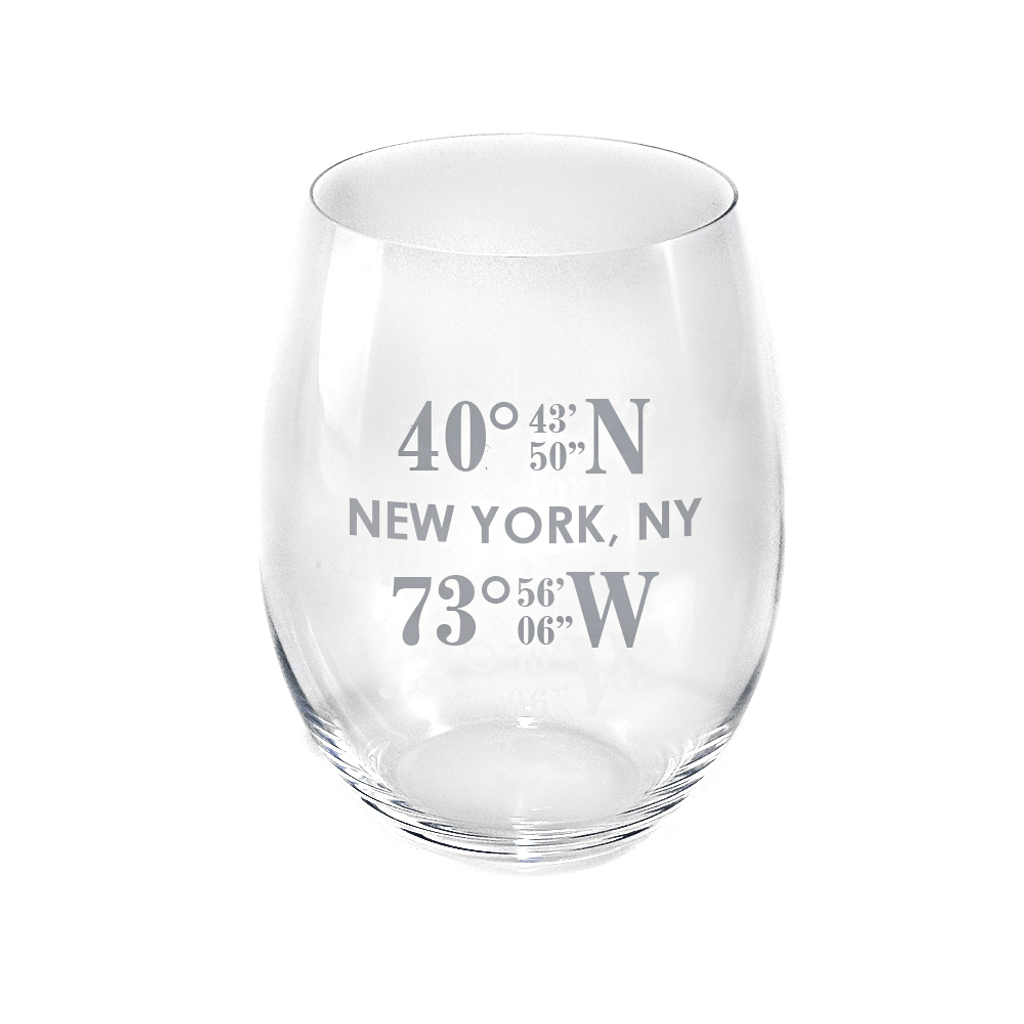 Personalized RIEDEL Large Stemless Wine Glass with Coordinates