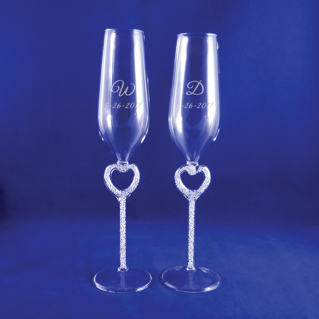 Personalized Diamond Cluster Heart Flutes