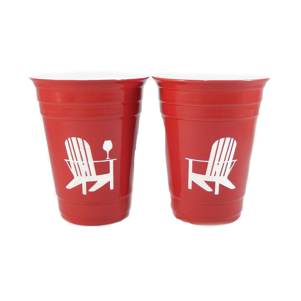 Beach Chair Red Uno Cups - Set of 2 | The Crystal Shoppe