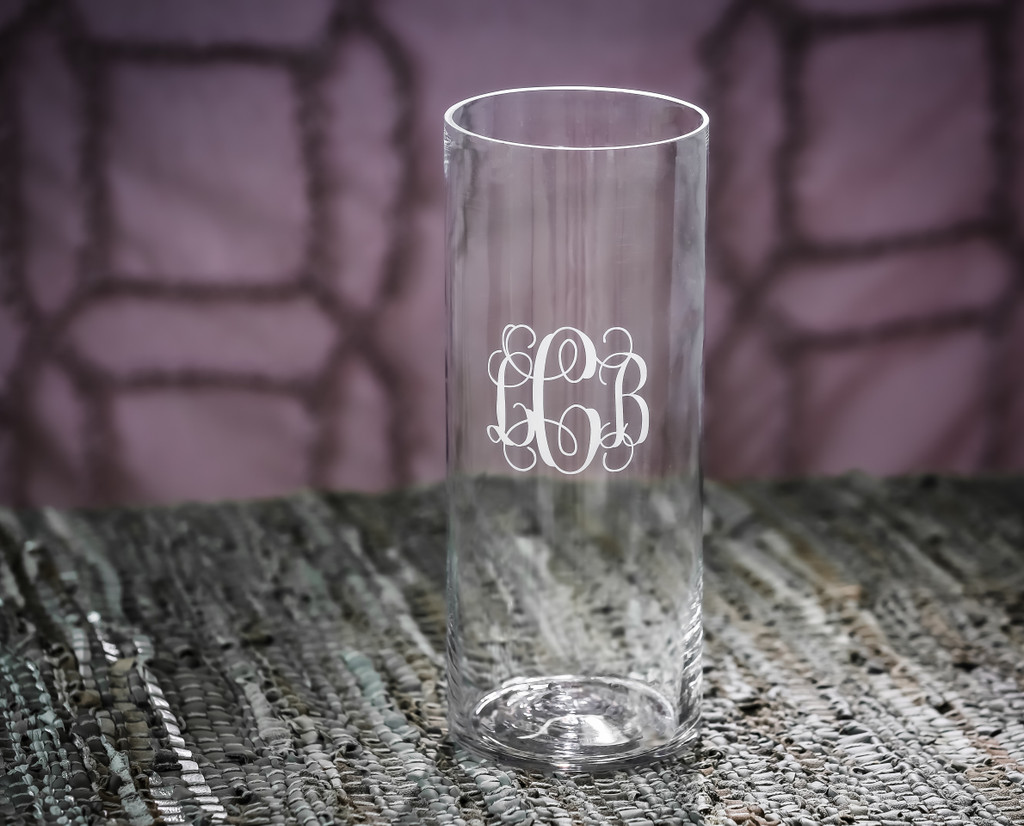 Personalized Rhododendron Cylinder Vase, Engraved