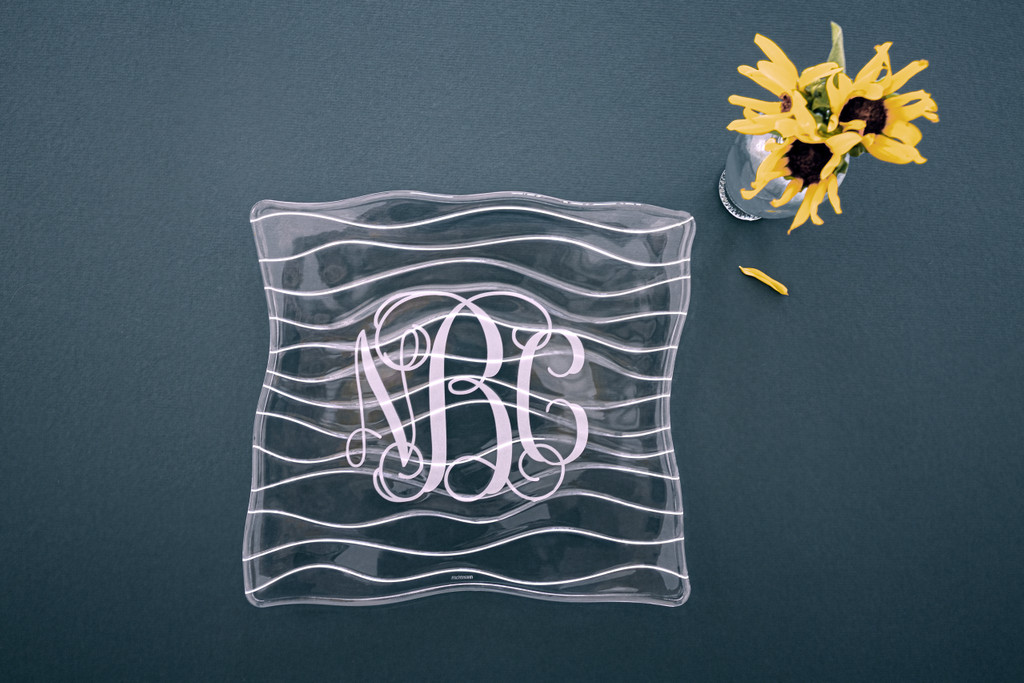 Personalized Bamberg  Crystal Wave Platter, Square, 